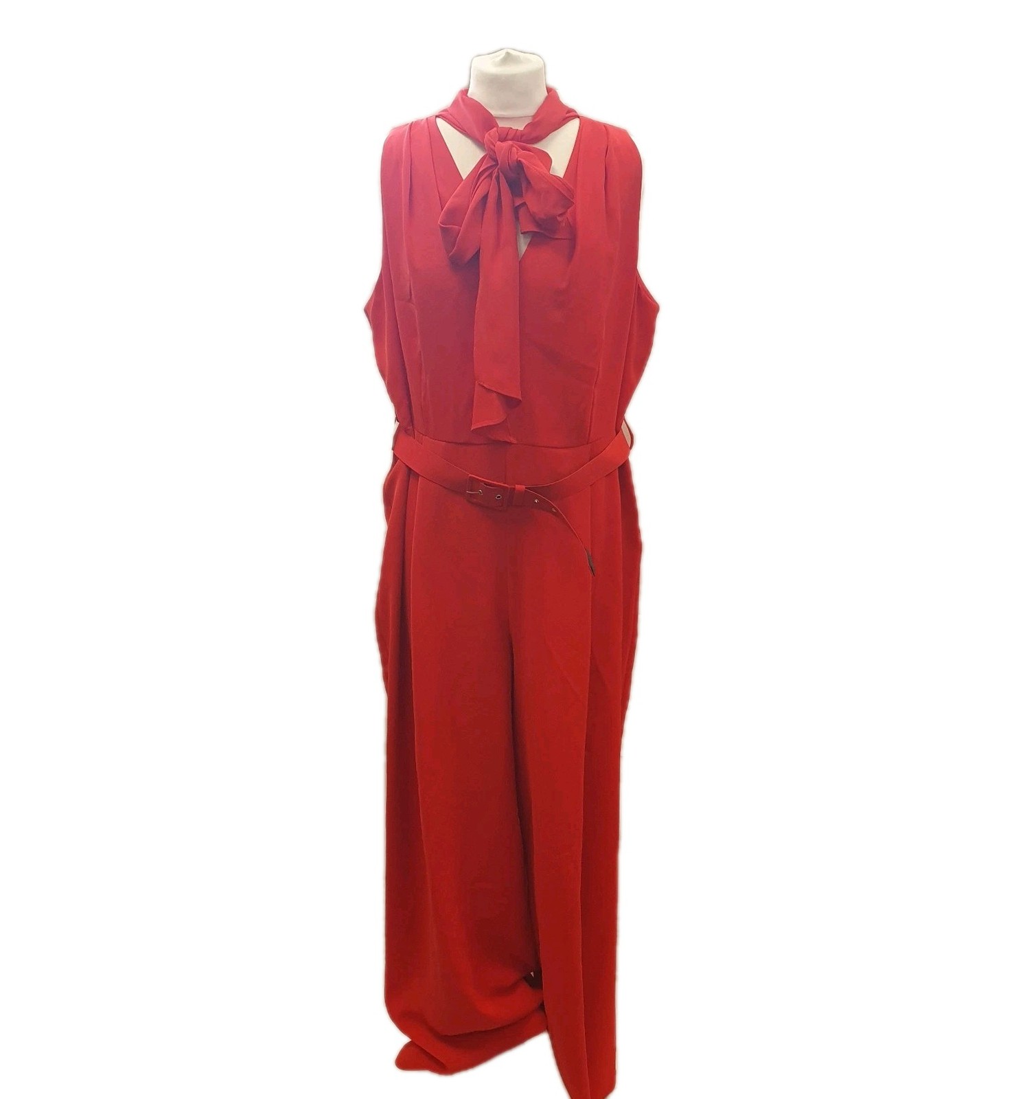 Phase Eight Elegant Red Wide Leg Jumpsuit Sleeveless High Neck Size 16 (11)