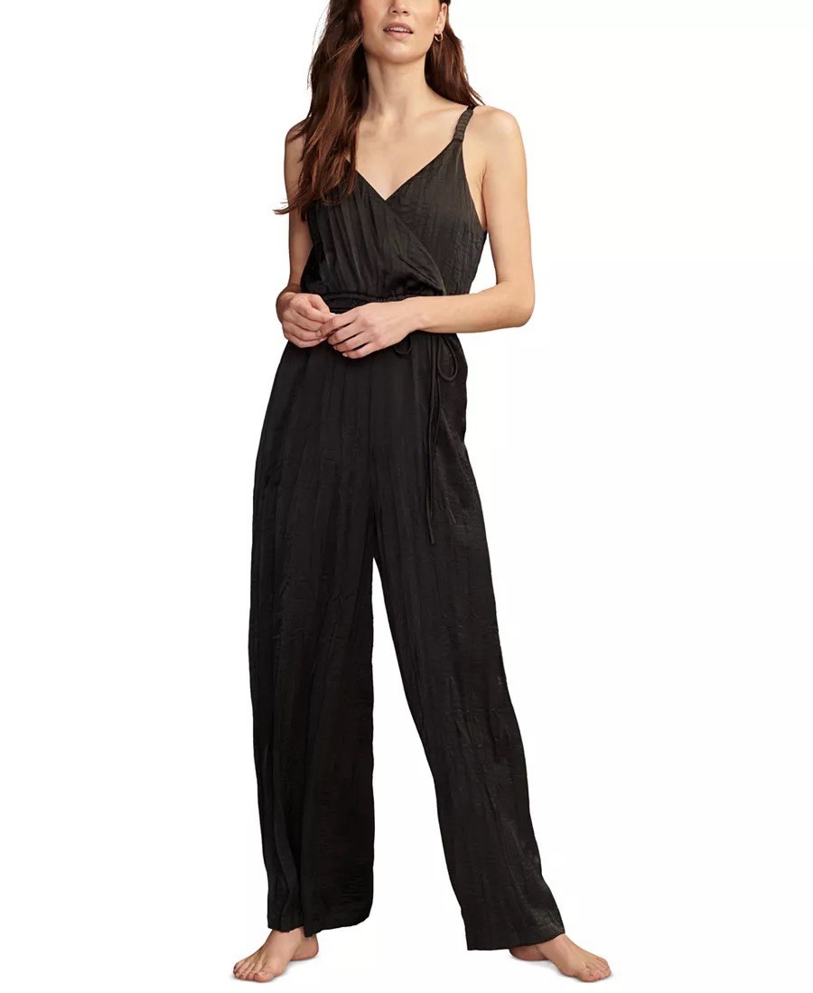 Lucky Brand Black Satin Sleeveless Jumpsuit Size L New Without Tags Never Worn