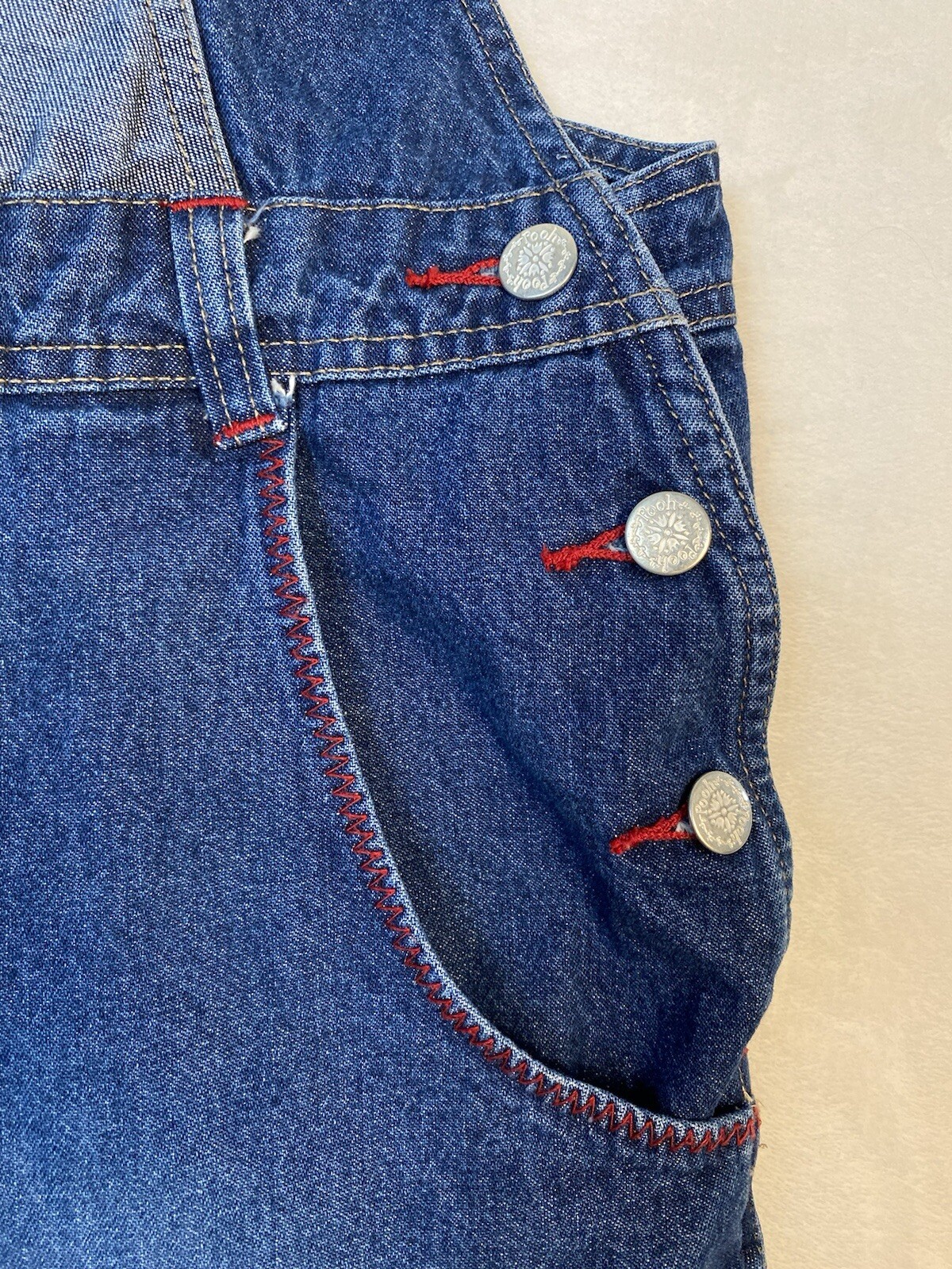 Vtg y2k Main Street Disney Champs 1968 22w/24w short overalls denim tigger pooh