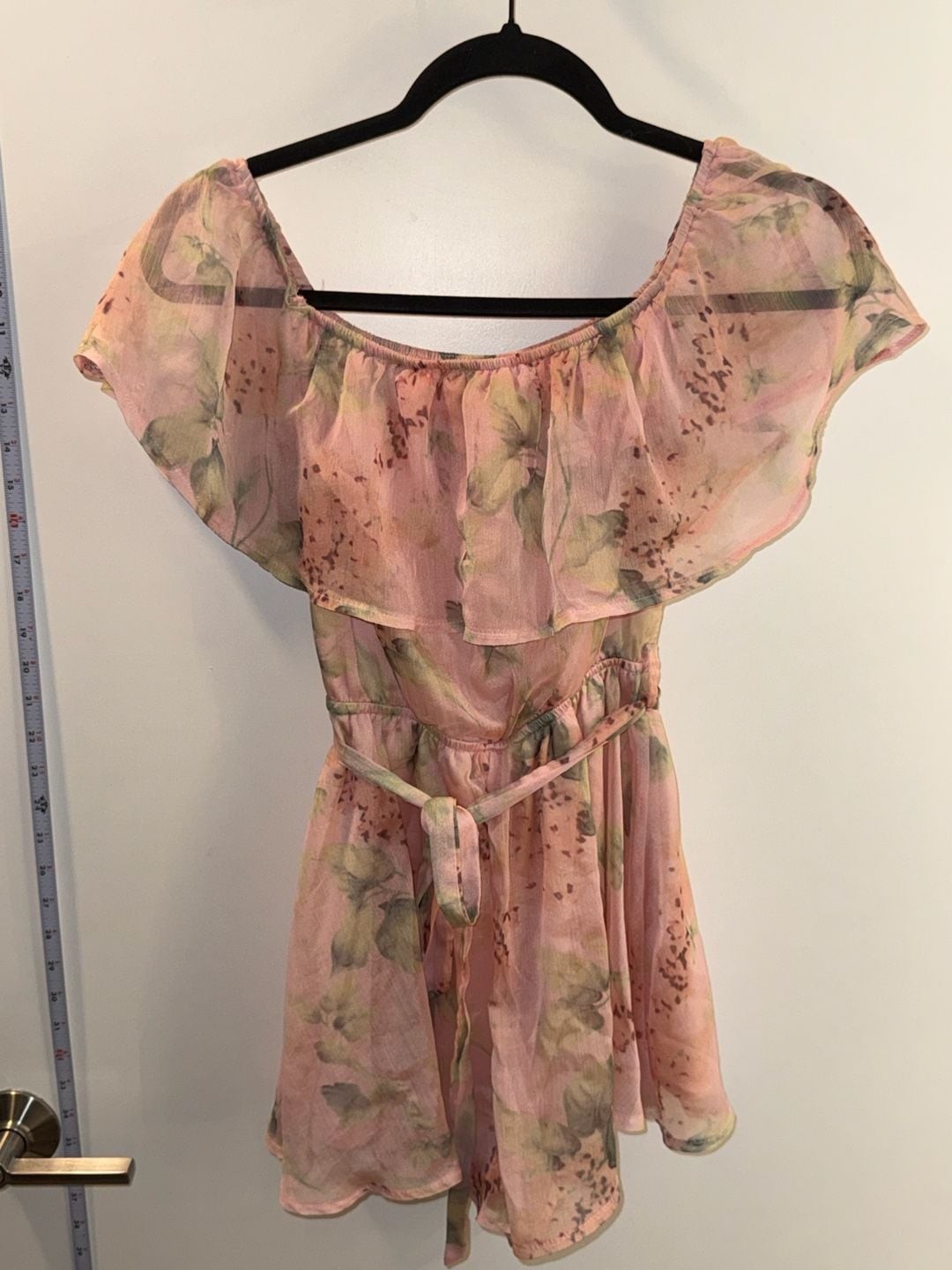 Parisian Pink Floral Off-the-Shoulder Ruffle Romper Size US 2