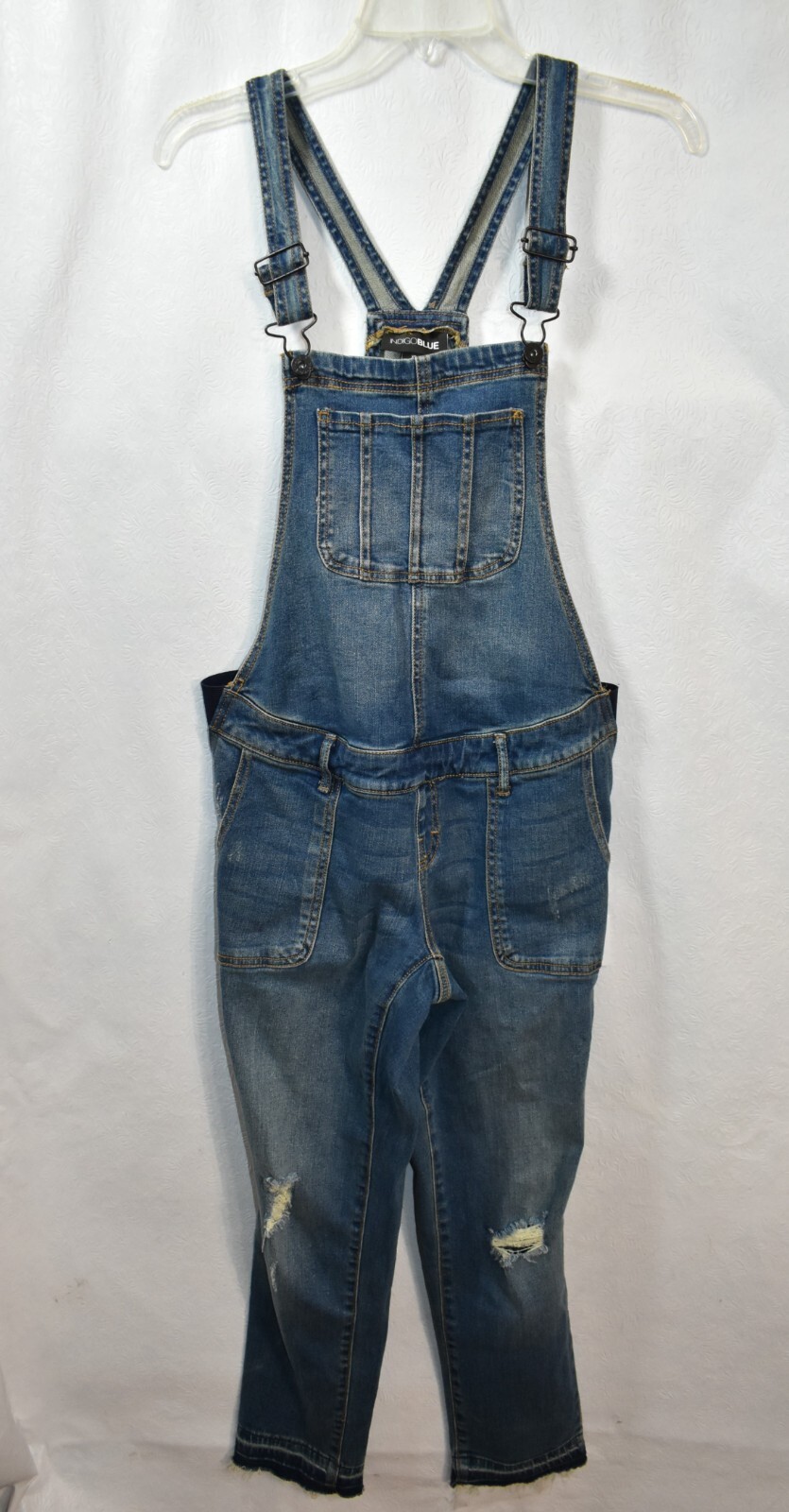 Mother Hood Overalls Size XS Indigo Blue Distressed Maternity Women’s New