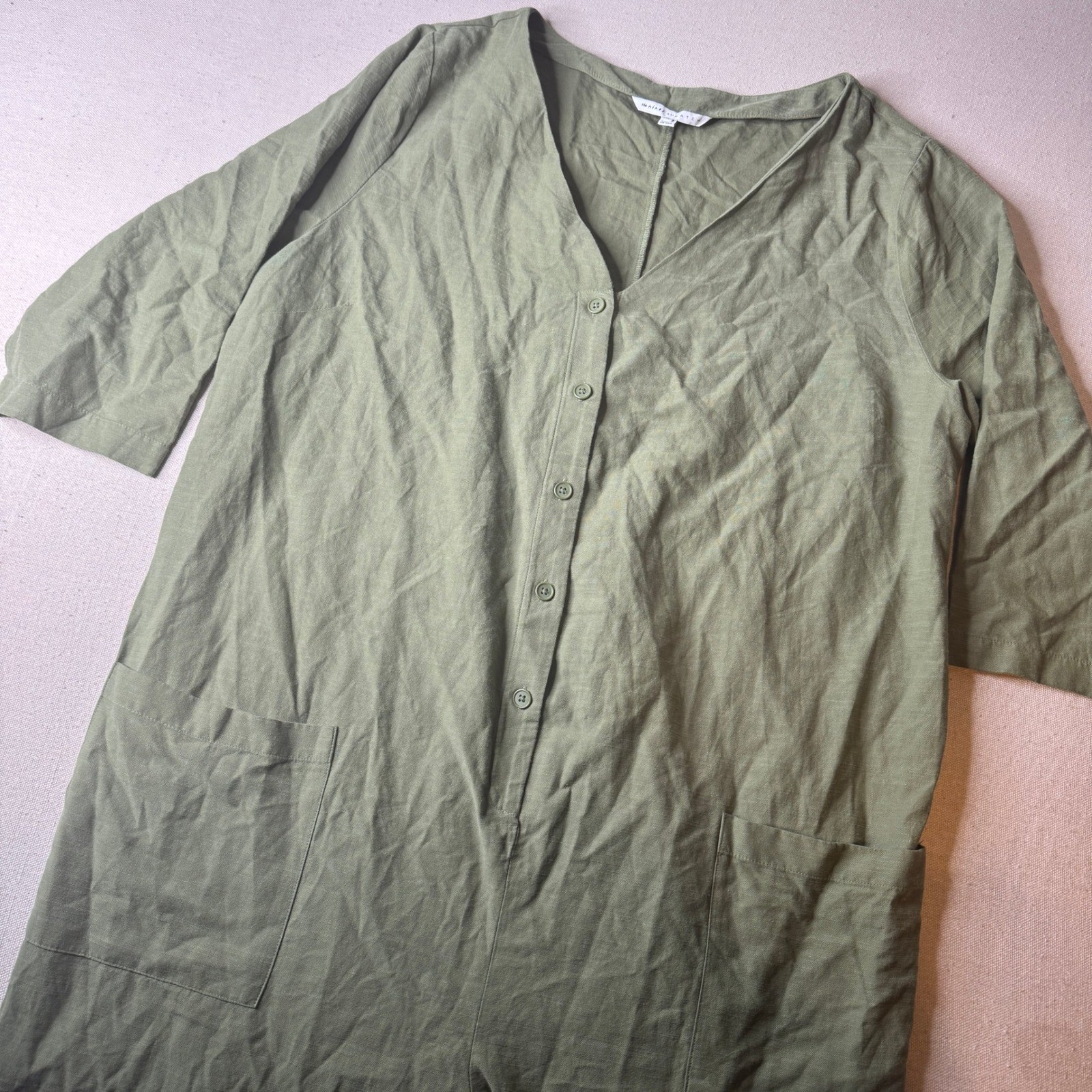 The Nines by Hatch XXL Olive Green Button Front Maternity and Nursing Jumpsuit