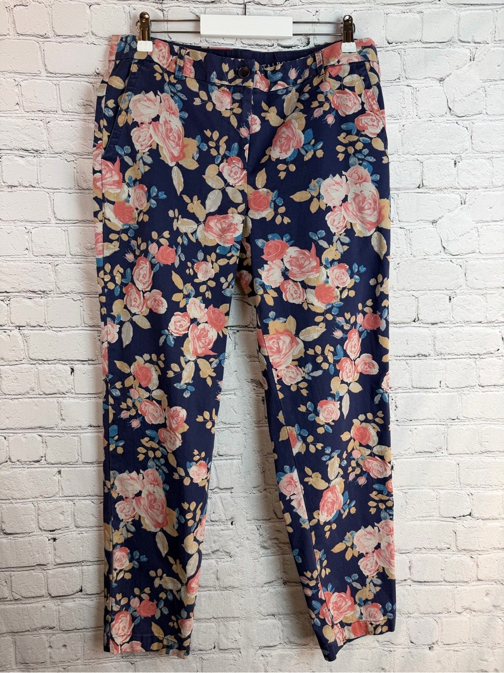 TALBOTS The Weekend Chino Navy Floral Pants | French Girl Chic | Size 10
