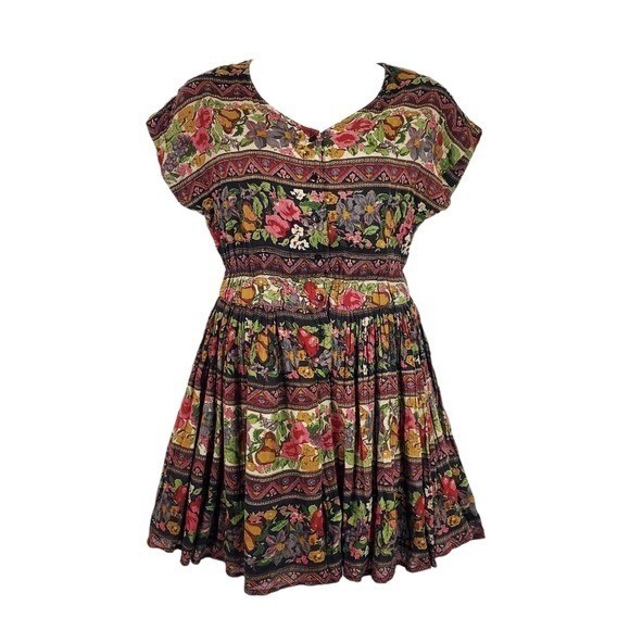 Erika Taylor Sport Womens Vintage Fruit Floral Print Flowy Romper Size M