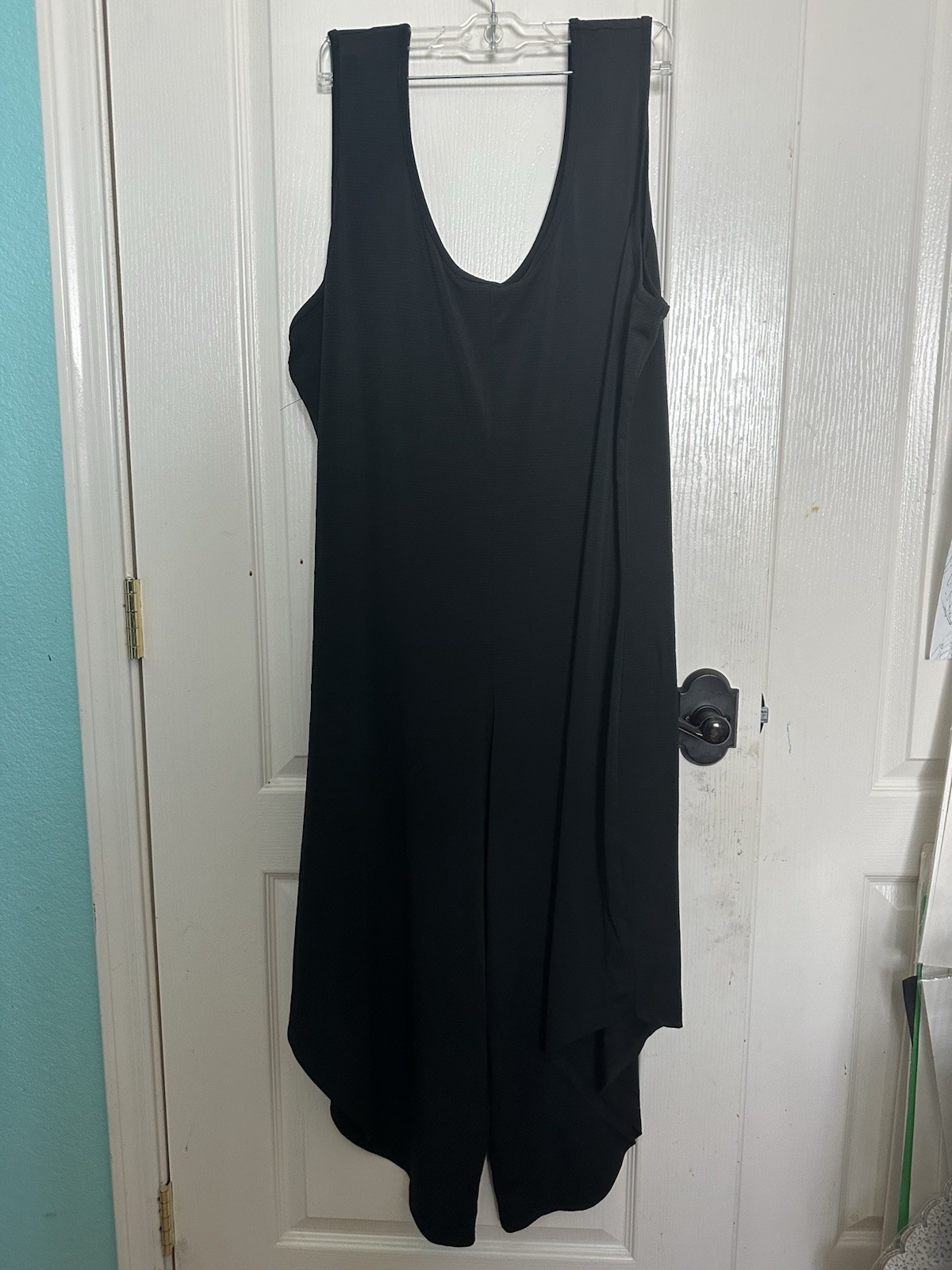 Joy Mangano Women’s Black Sleeveless V-Neck Solid Wide-Leg Jumpsuit XL