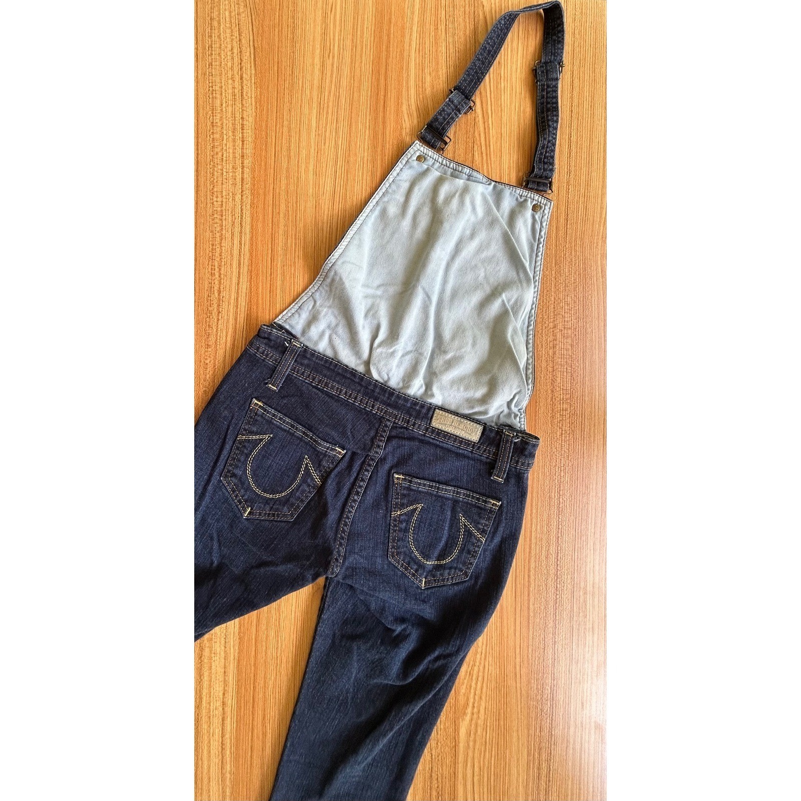 True Religion Bootcut/Flare Halter Dark Wash Denim Overalls Size 26 NWOT!