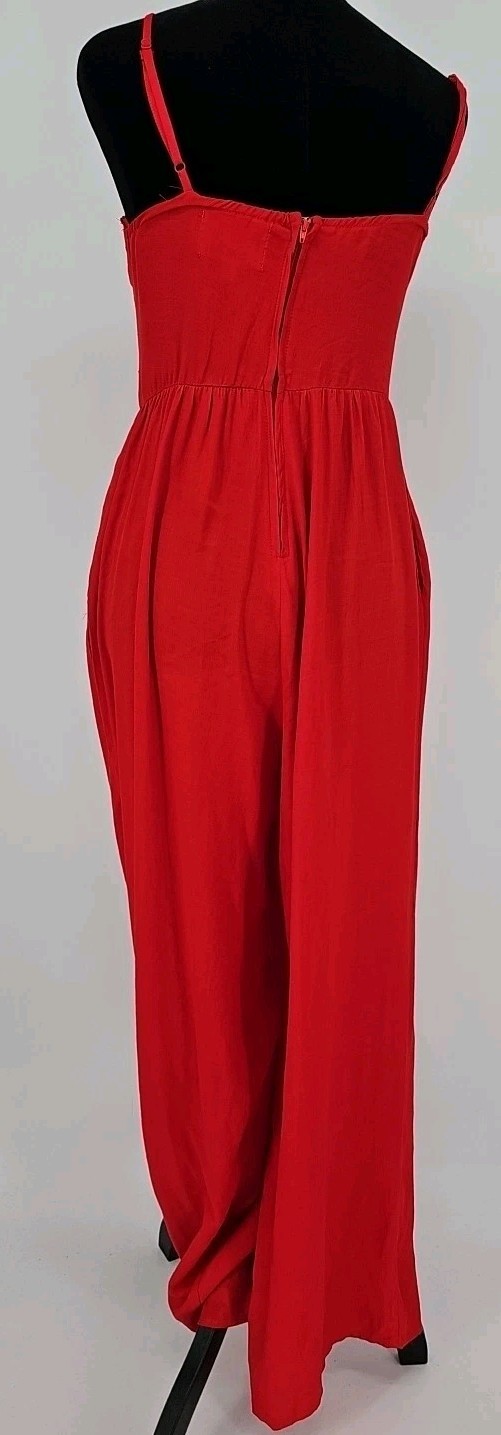 Audrey Parks Francesca’s Jumpsuit Medium Red Tie Front Wide Leg