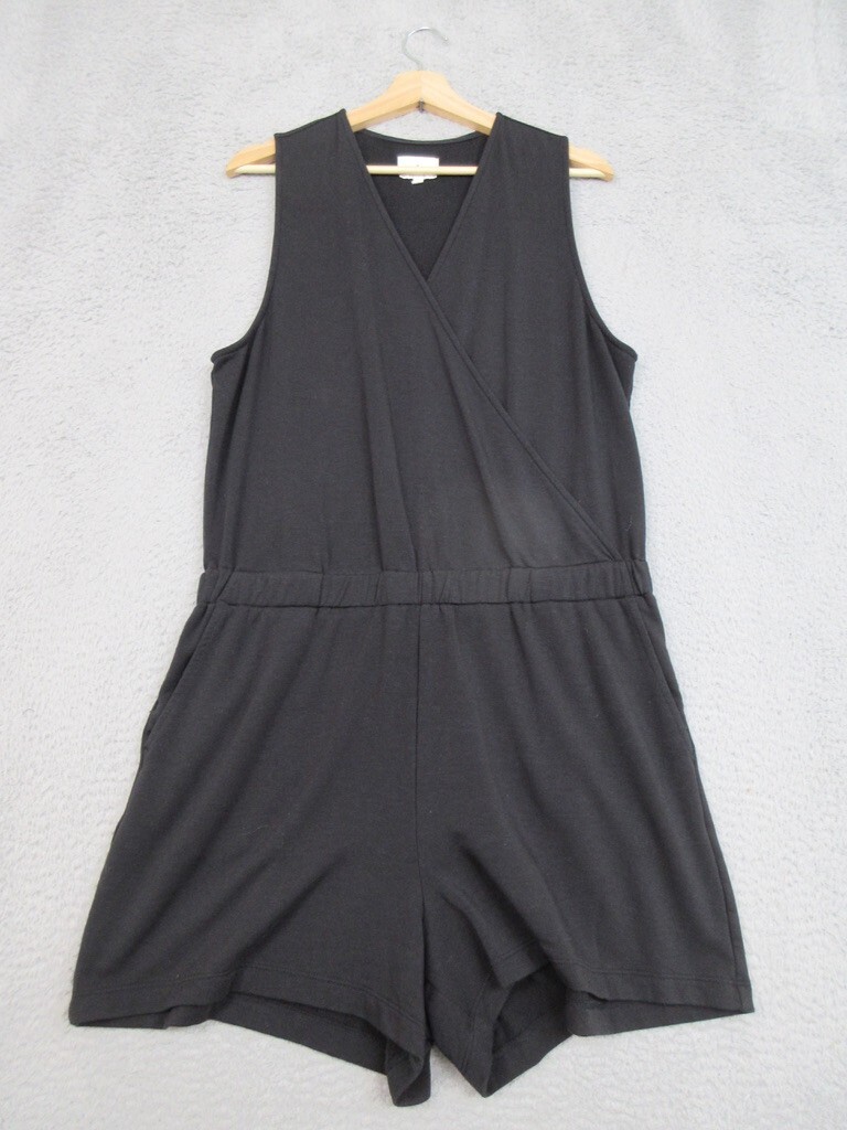 Lou & Grey Signaturesoft Romper Women L Black Loungecore Minimalist Comfy Chic