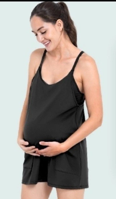 Active Maternity Mini Dress Romper W/ Breezy Comfort Designed for Pregnant Women
