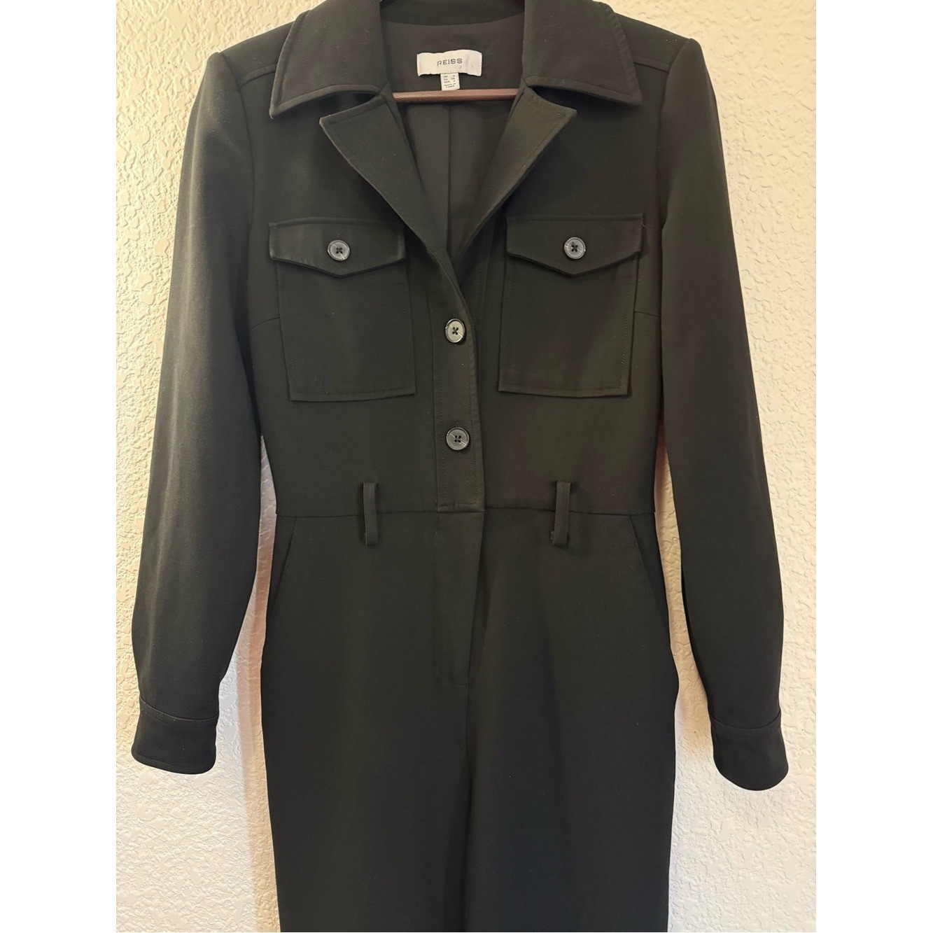 Reiss Ray Utility Jumpsuit | Wide Leg Tailored Black Career Glam | Size 2