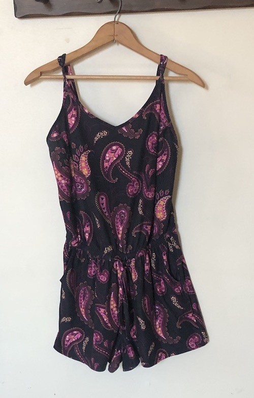 Just Be… Women S Black Pink Paisley Shorts Romper Stretch Pockets Comfort Straps