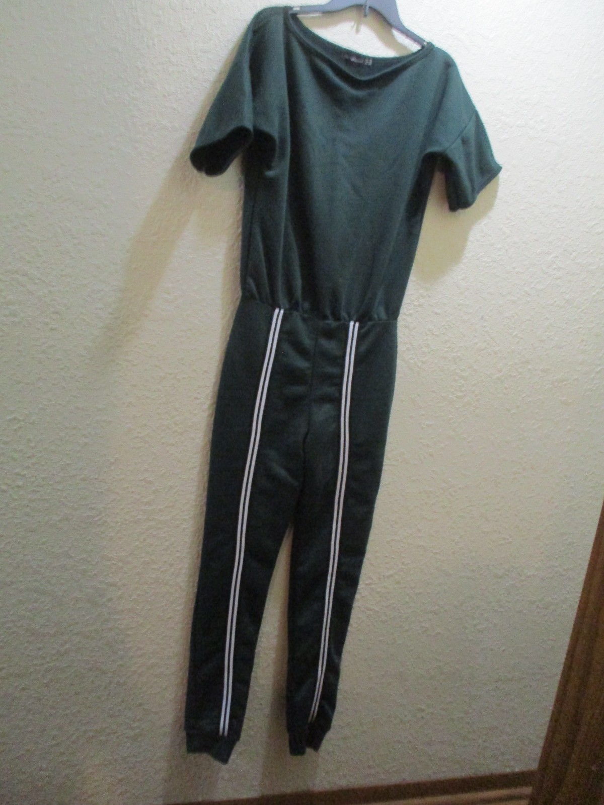 Pretty Little Thing Green Cotton-Polyester Athletic Jumpsuit Romper Size 4