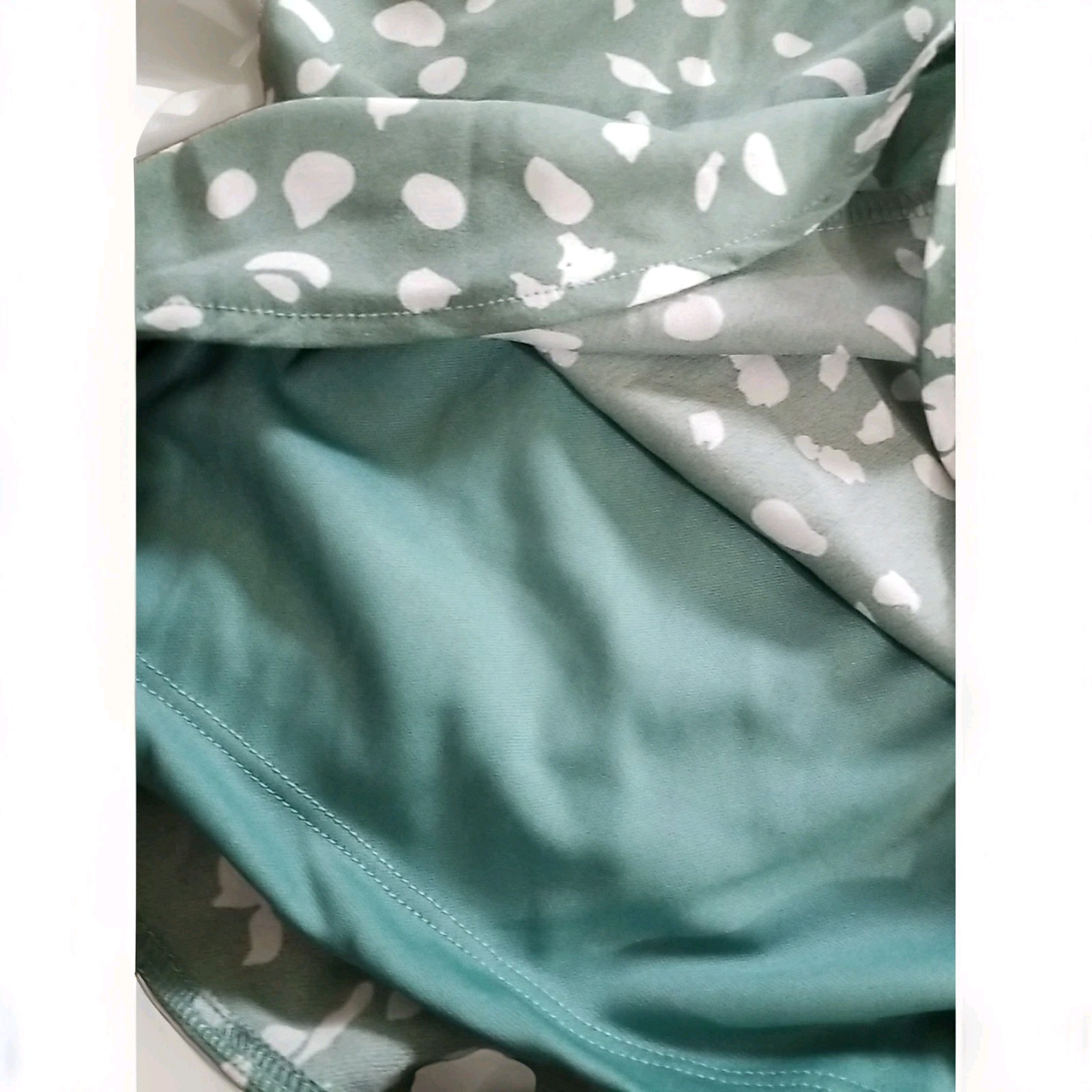 She + Sky Halter Neck Spotted Sage Green & White Romper Large Lined Shorts NWT