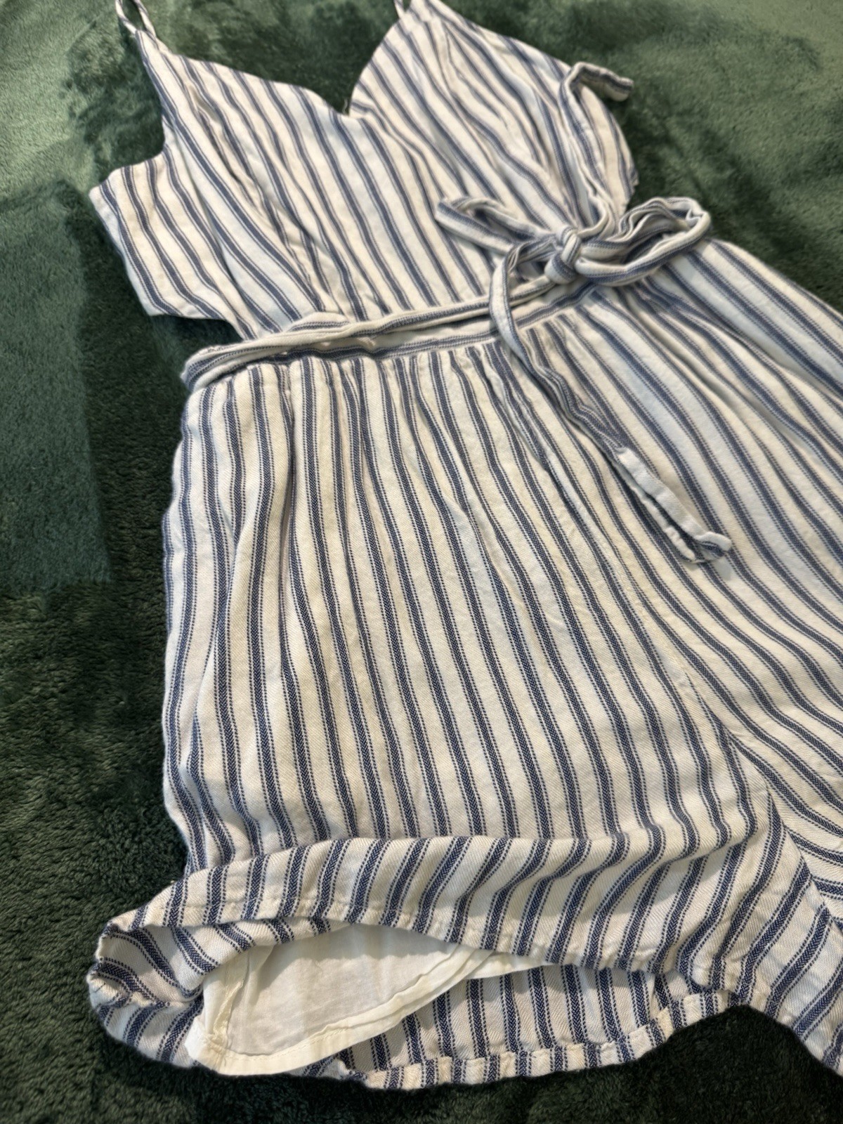 American Eagle Outfitters Pinstripe Summer Classic Americana Romper Side Cutout