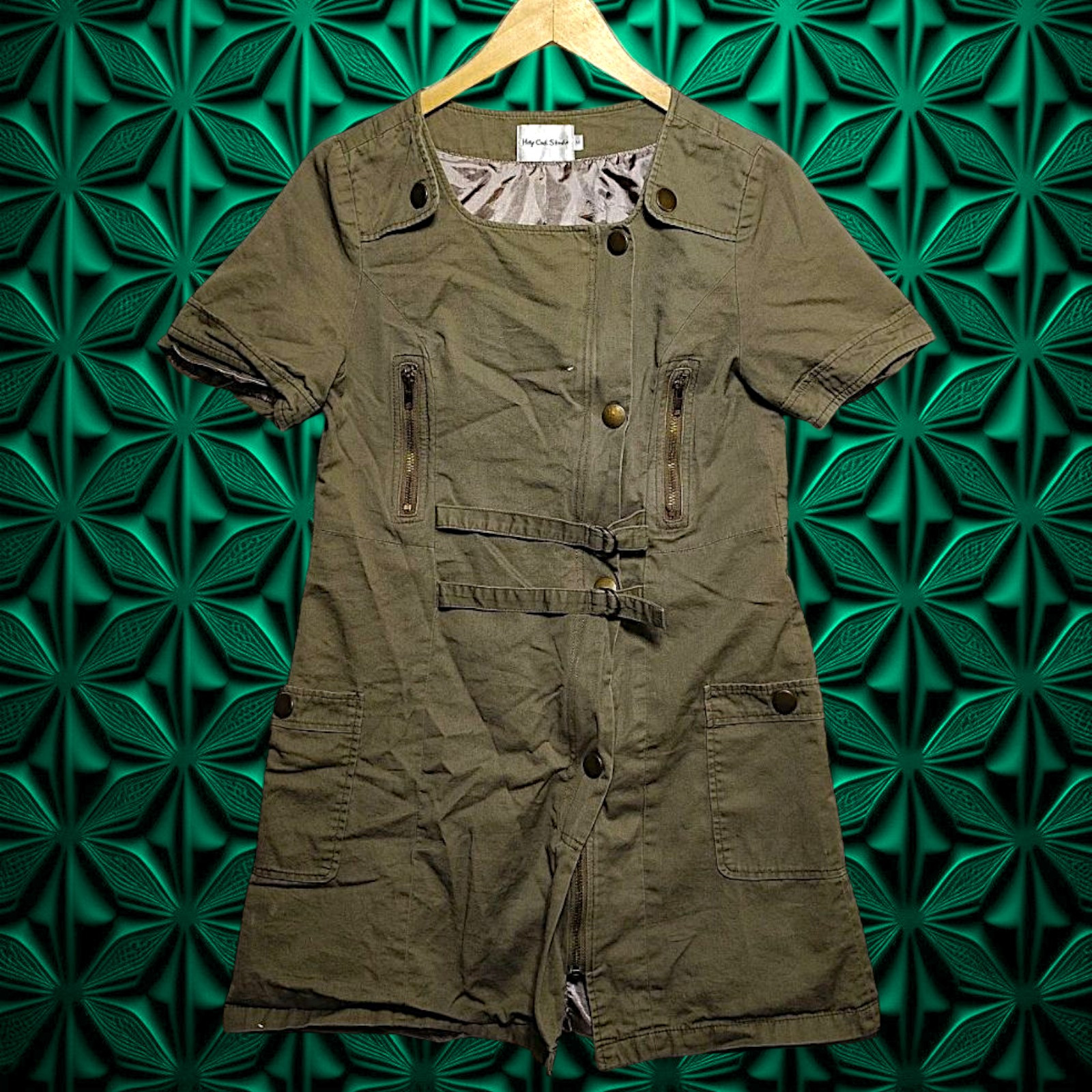 Holy Codi Studio Jumpsuit Romper Full Zip Green Women’s Size M