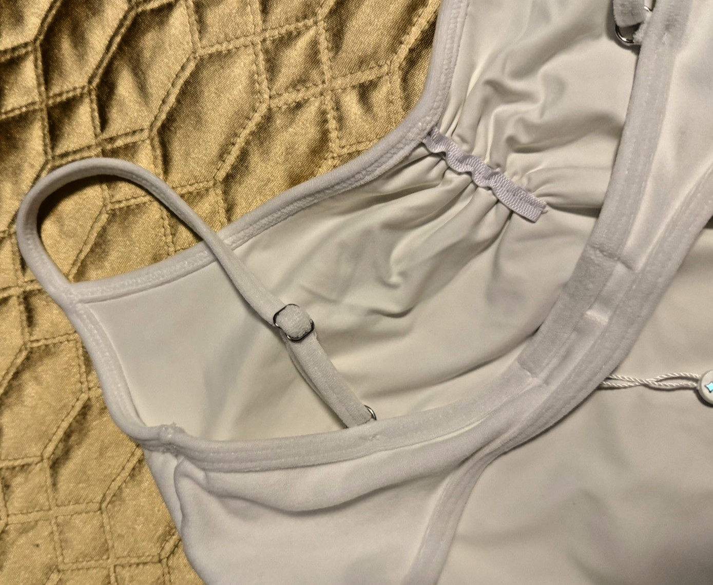NWT Frankies Bikinis Meechie Terry Cutout Activewear Romper in Snow – size L