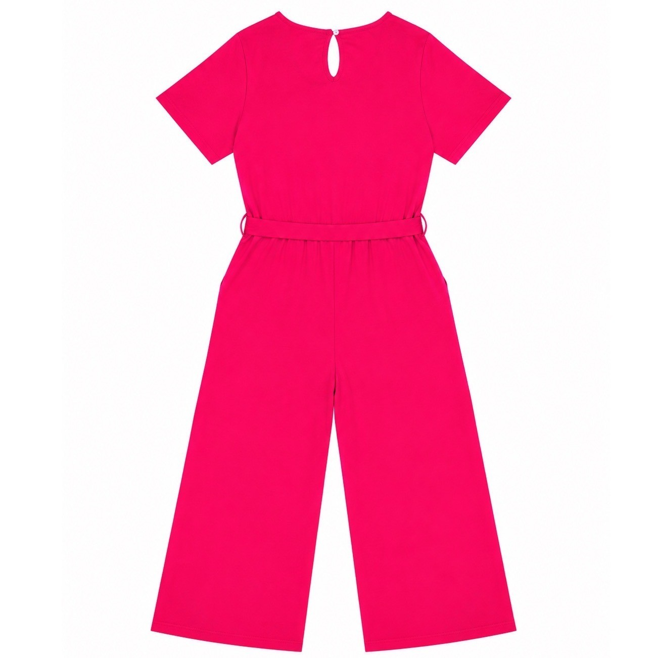 Kate & Mallory Pink Wide Leg Jumpsuit Womens 1X Short Sleeve Tie Waist Culotte
