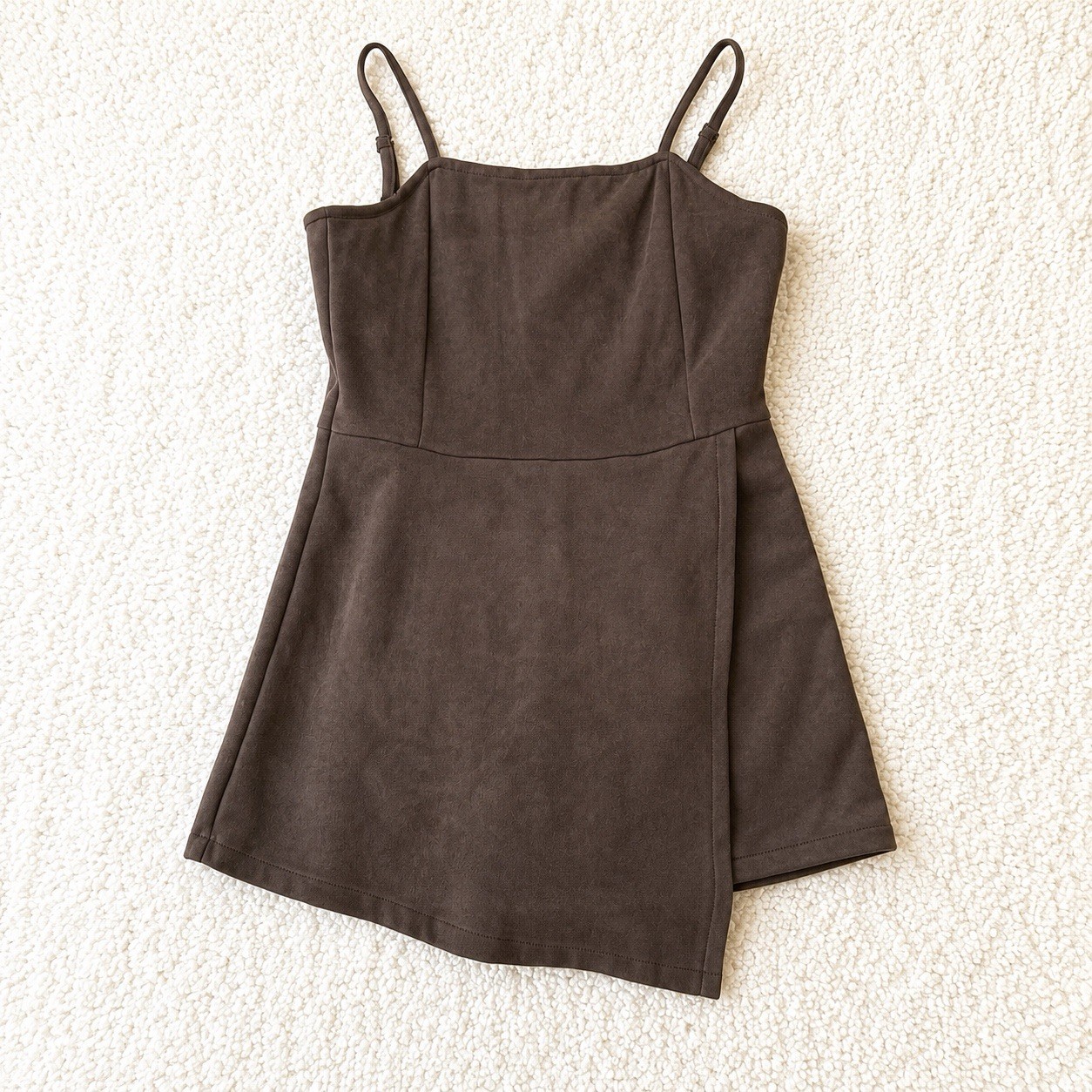 French Kiss Brown Faux Suede Romper Women’s Medium Adjustable Straps