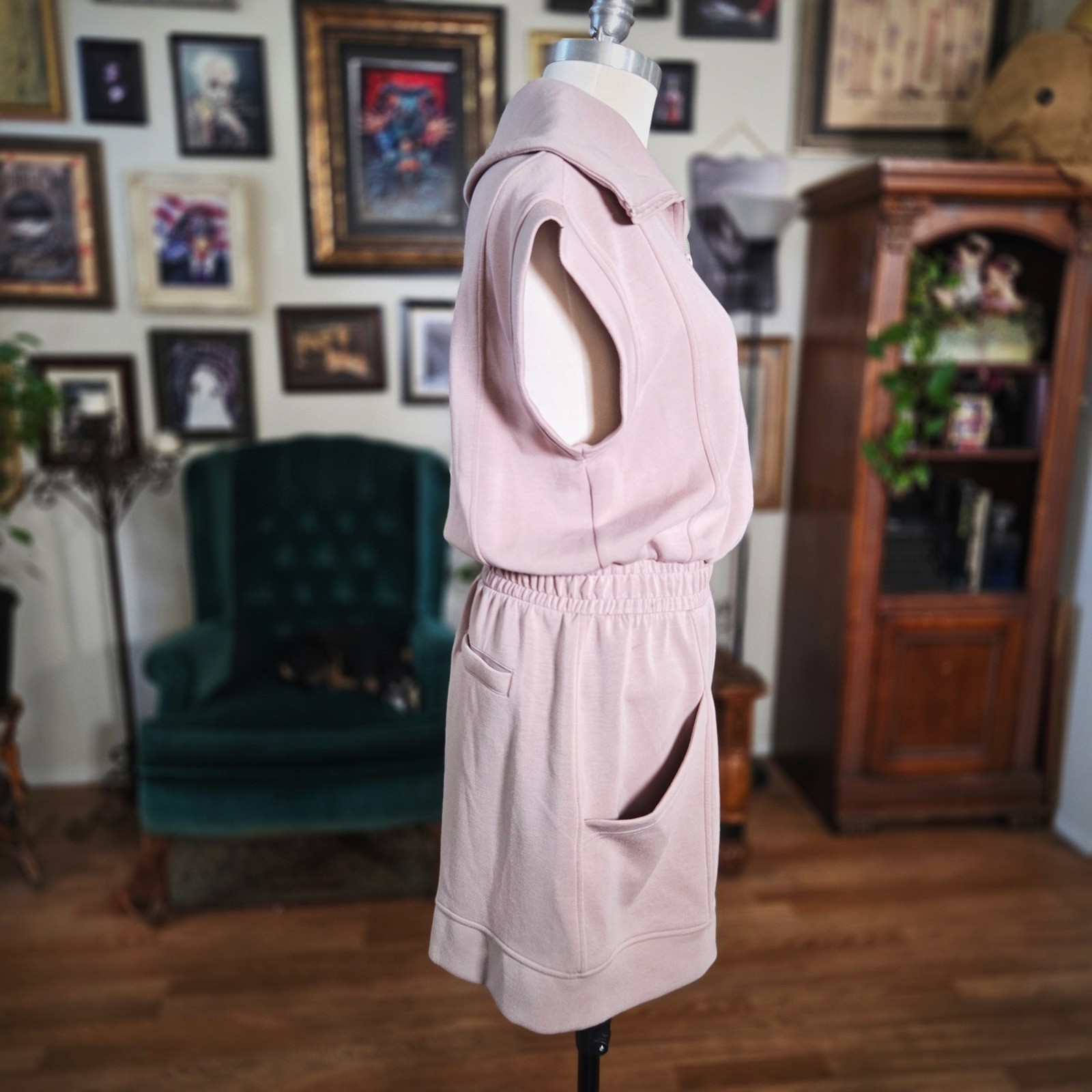 Rae Mode Blush Zip Front Lounge Romper Sleeveless Soft One Piece