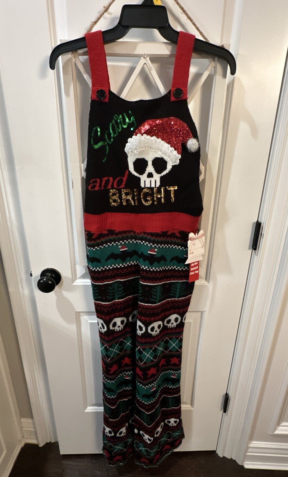 Eyeshadow Women’s Jumpsuit Christmas Skull Glittering Santa Skull Bats Trees M