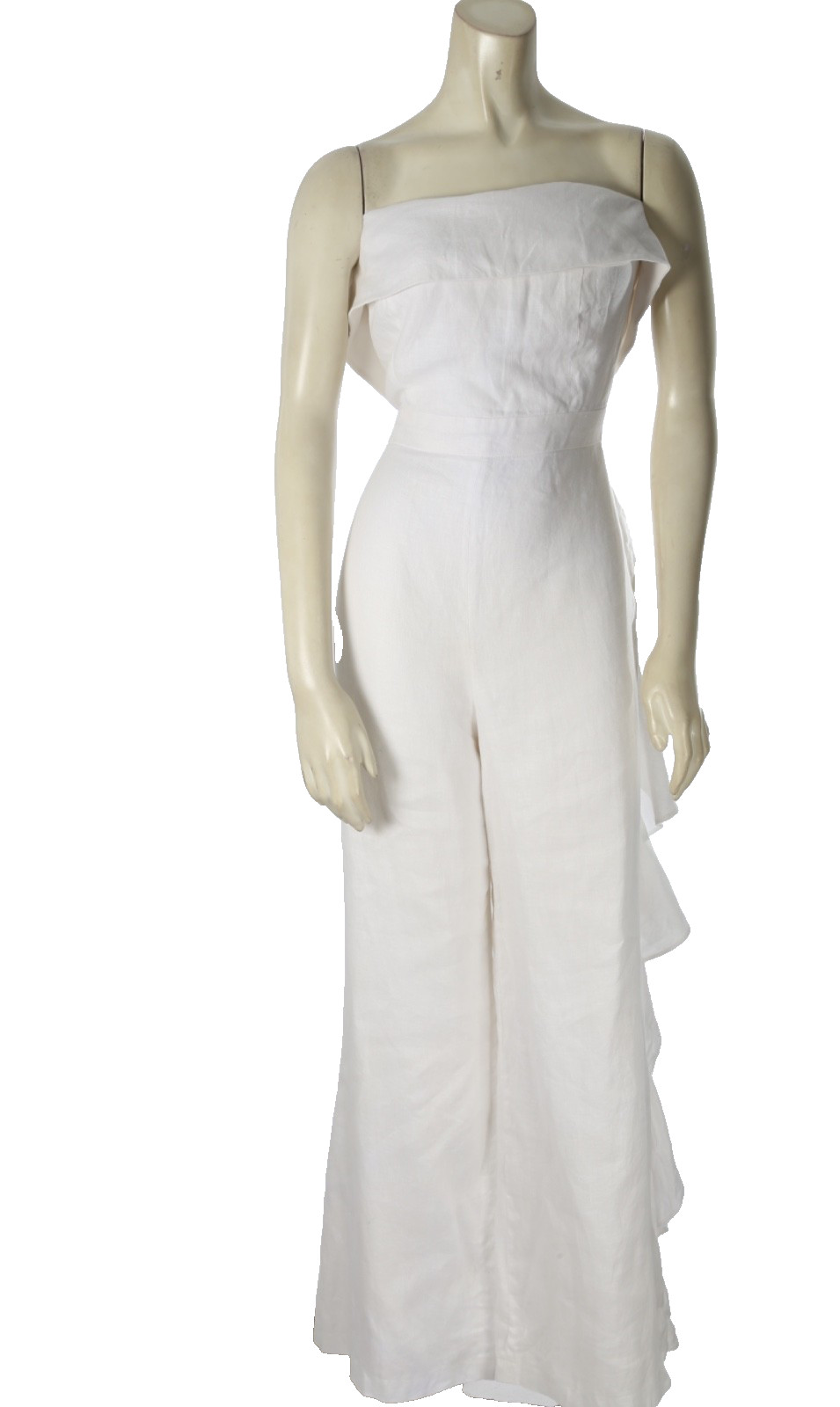 Alexis Jara White Strapless Ruffle Detail Jumpsuit Womens Bridal Resort Sz M
