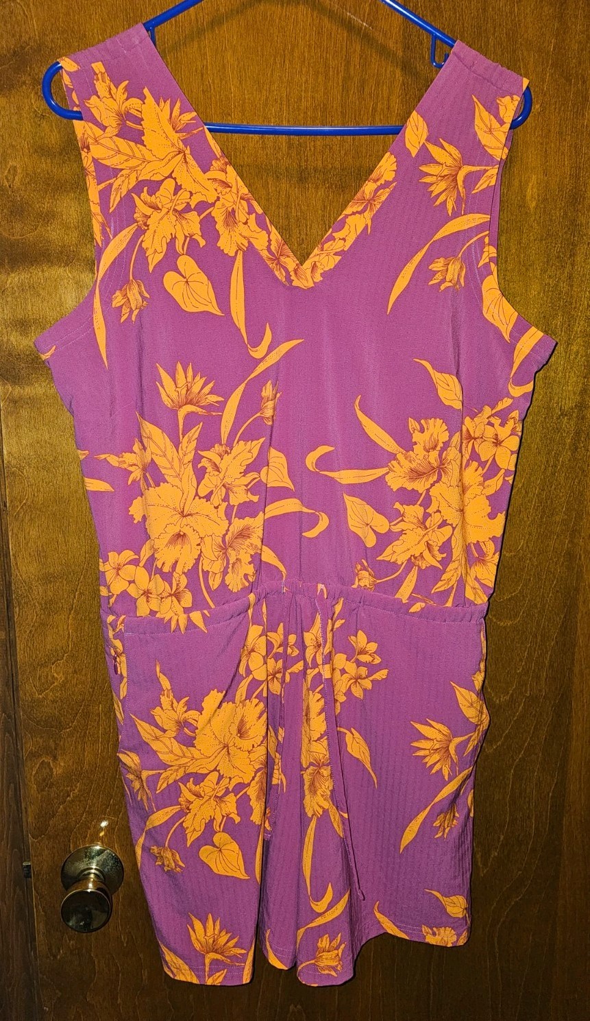 NWT Toad & Co Sunkissed LIV Romper Flame Leaf Stretch Drawstring Waist Pocket L