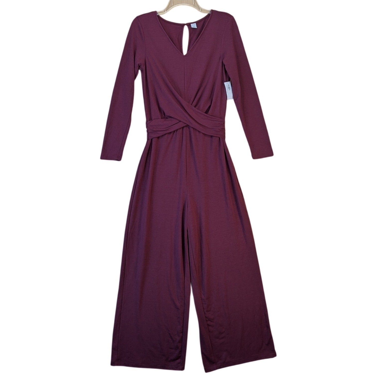 Old Navy Womens Minimalist Chic Wine Stain Knit Wide Leg Jumpsuit Small NEW