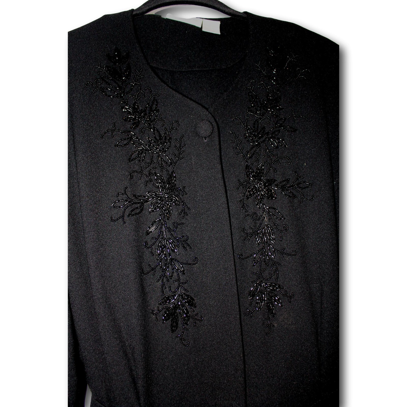 LIZ CLAIBORNE (12) Vintage One Piece Embellished Pantsuit Belted Pockets Black