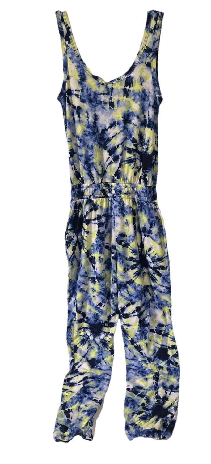 Eye Candy Women Sz. S Blue/Green Jumpsuit Romper Sleeveless Elastic Waist Pocket