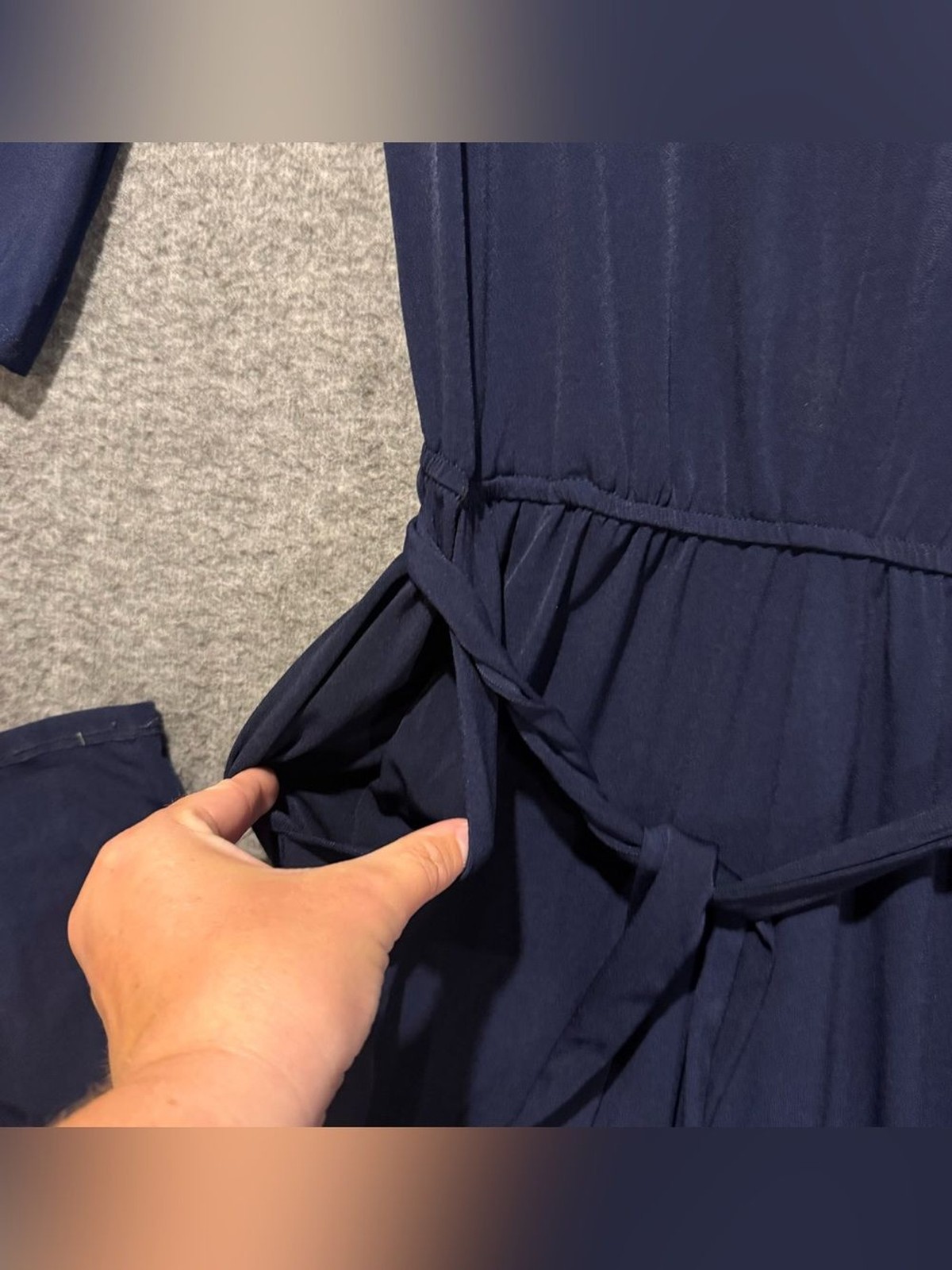 Nina Leonard Ankle Jumpsuit Womens Small Navy Blue Lightweight Stretch Belt NWT