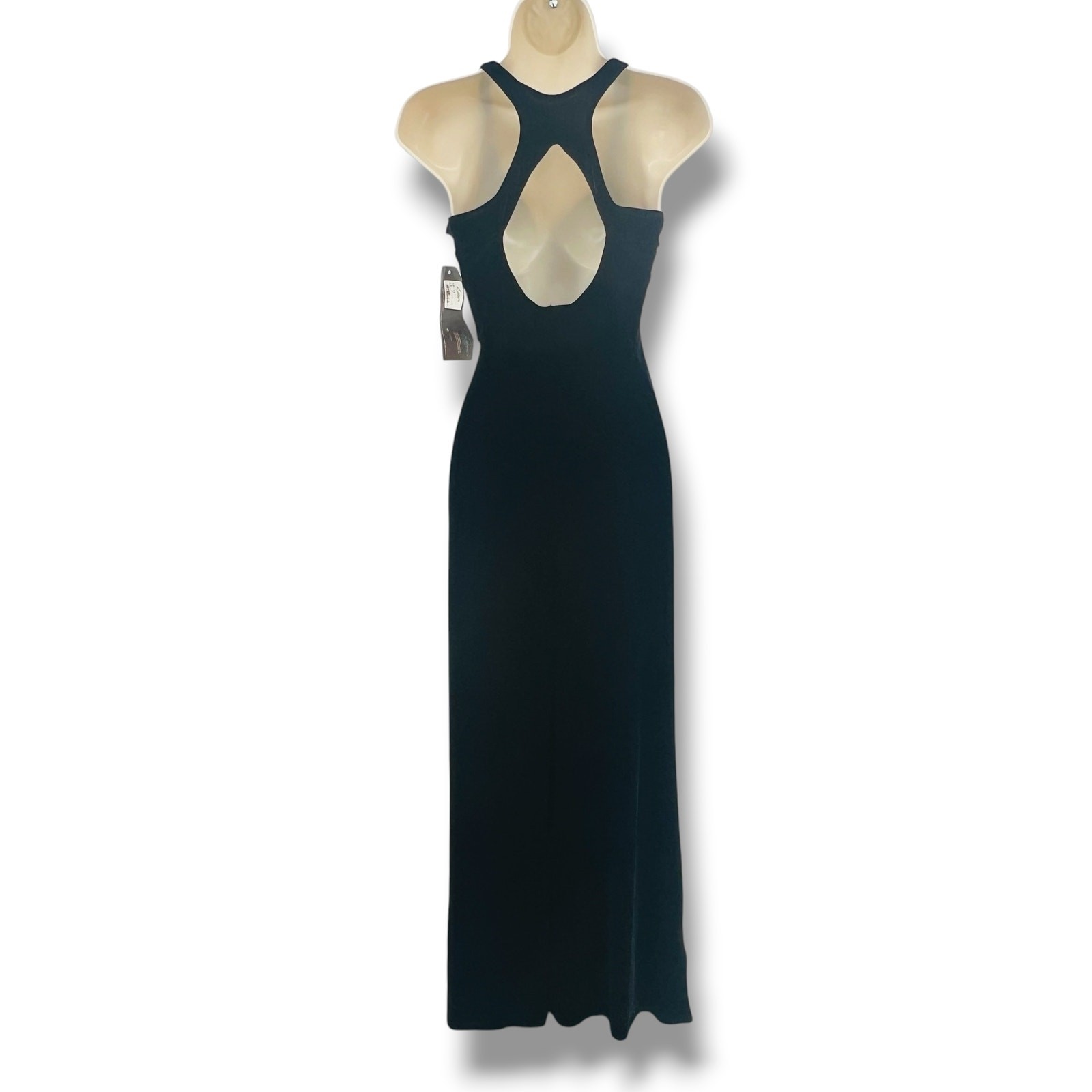 LEO’S NWT Black Velvet Stretchy Racer Back Wide Leg Jumpsuit Clubwear Goth