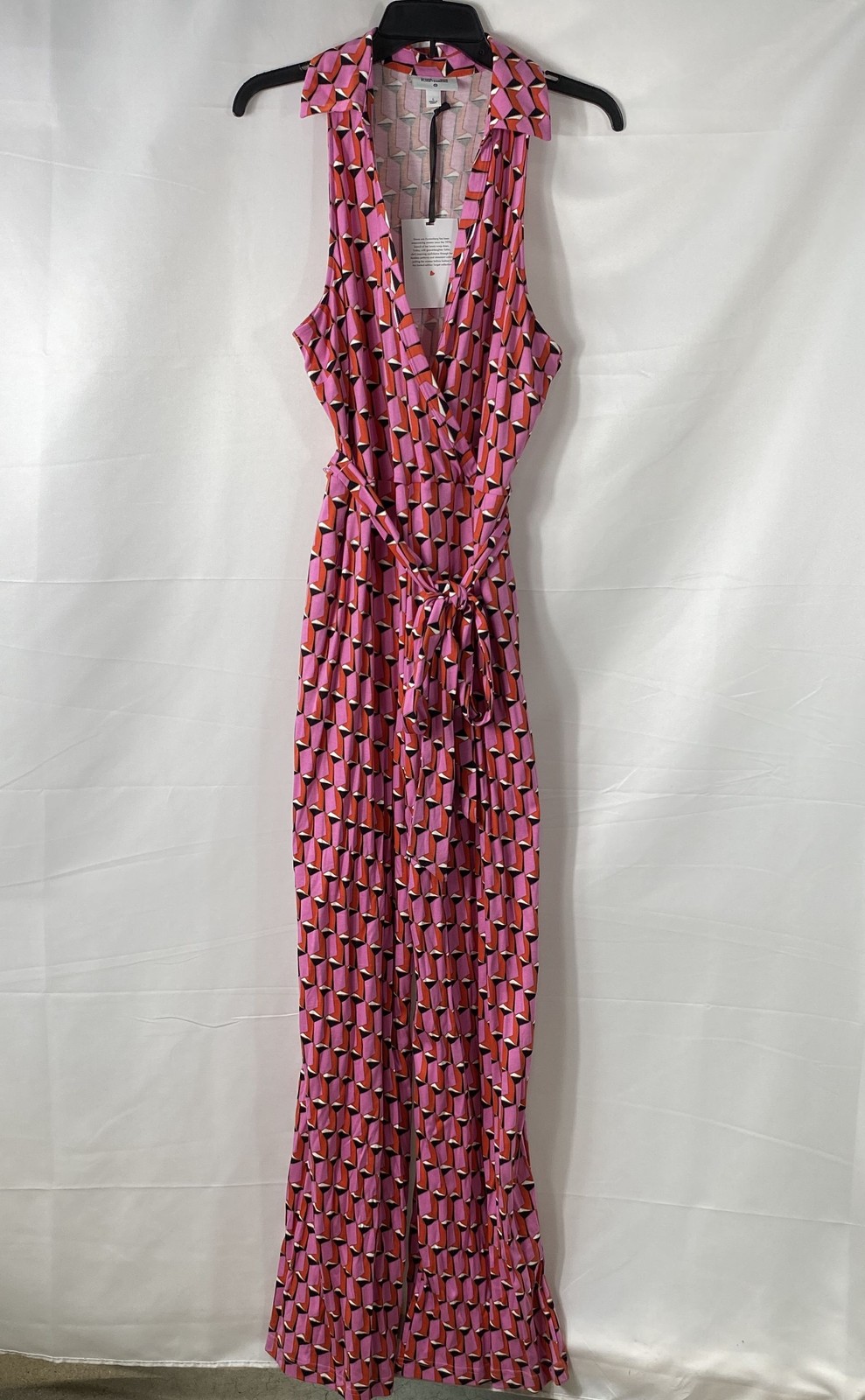 Diane Von Furstenberg Women’s Pink Geometric Wide Leg Jumpsuit Target NWT Sz L