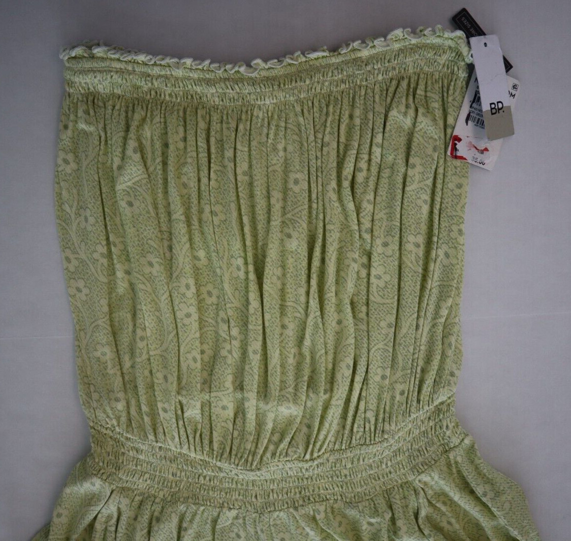 Bp. Women’s Sz Small Ivory-Green Myra Vine Floral Print Off the Shoulder Romper