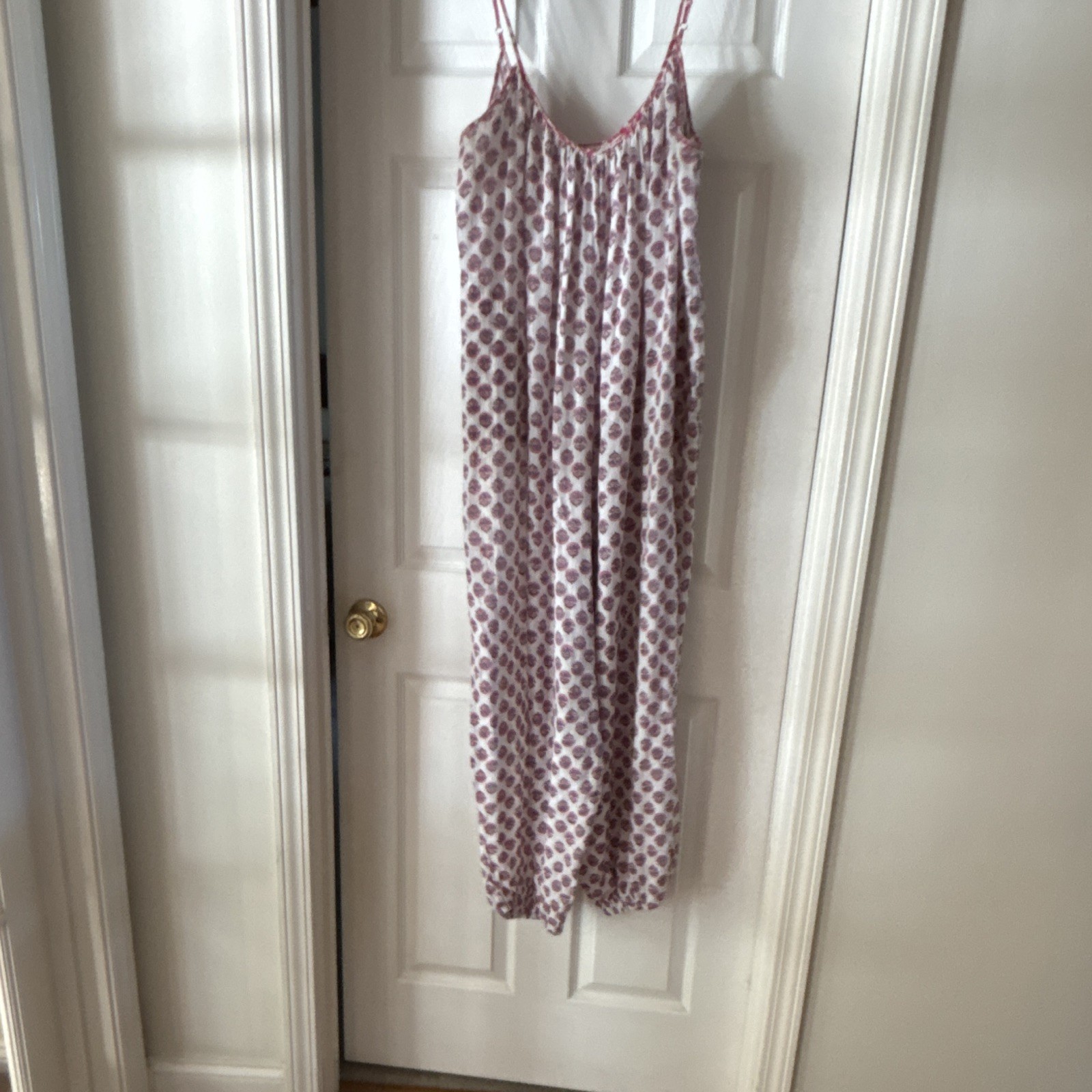 Roller Rabbit Women’s White/Pink Floral Sleeveless Jumpsuit Adjustable Straps L