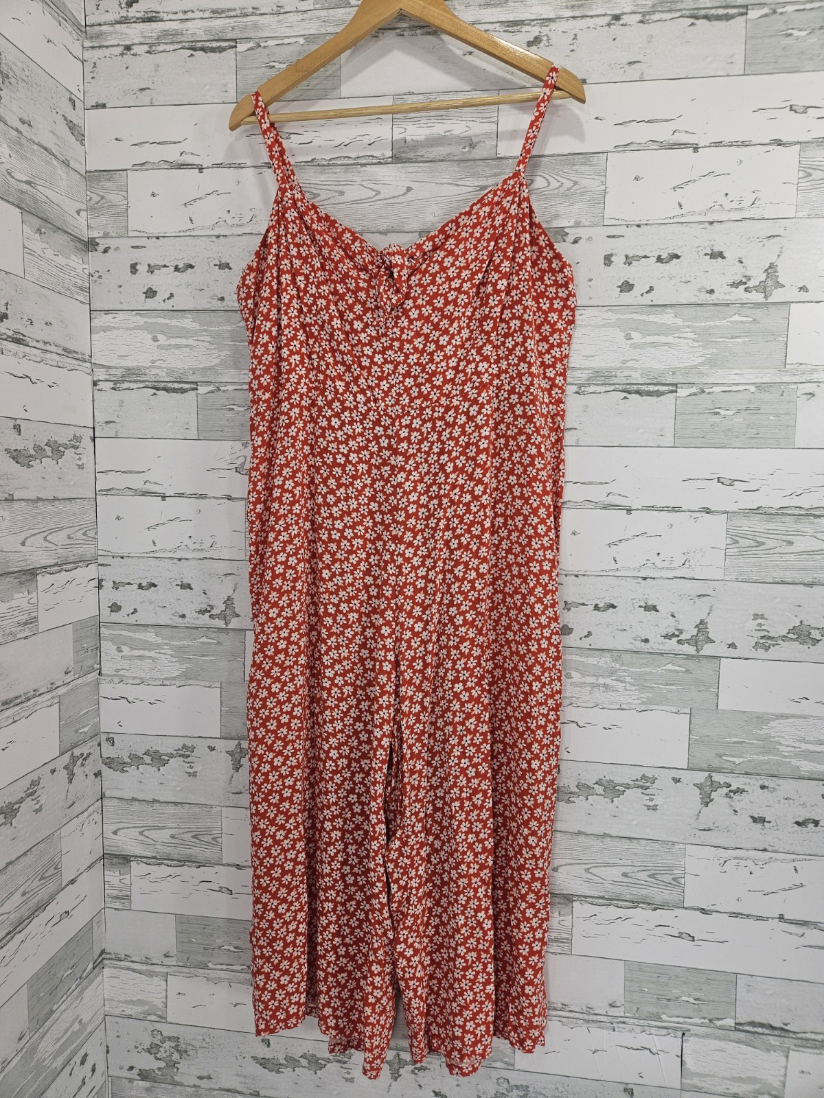 Old Navy Womens XL Red White Floral Ditsy Print Cami Jumpsuit