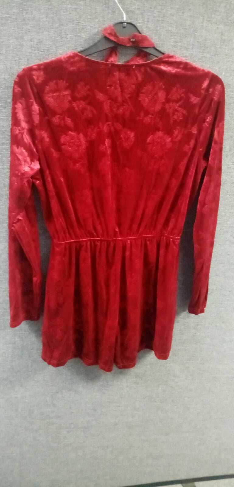 IN THE STYLE Claret Long Sleeve Choker Style Jumpsuit playsuit UK 16 NH11 AA 02