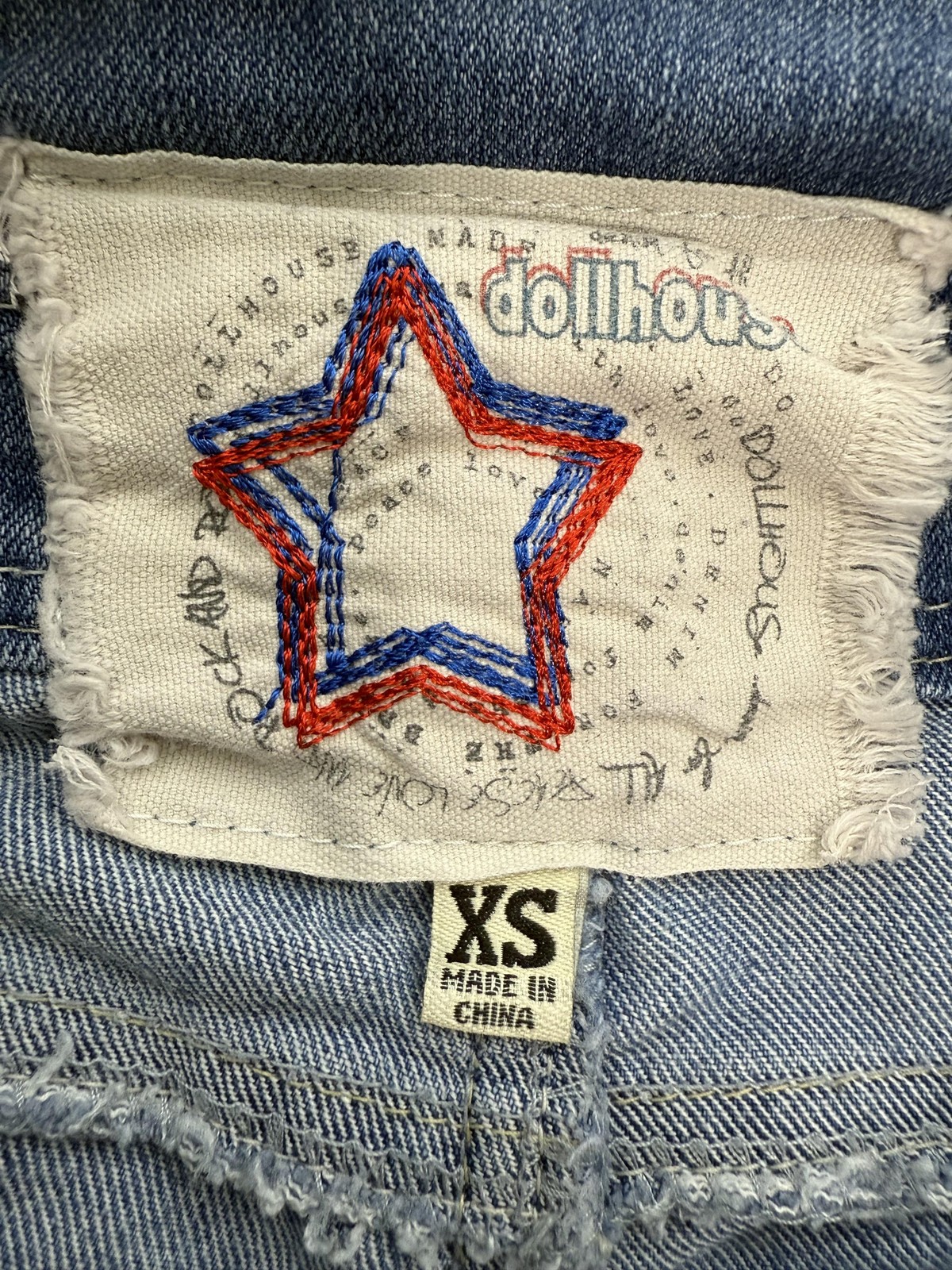 Dollhouse Distressed Denim Shortalls Overalls Womens XS Blue Cuffed Boho Summer