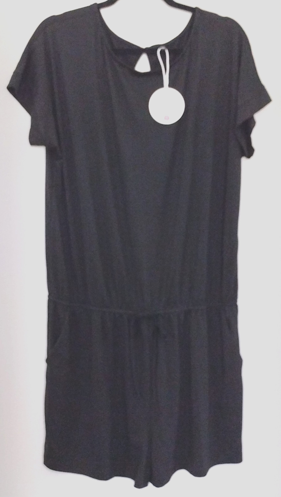NWT ANRABESS ROMPER ELASTIC WAIST Size XXL SHORT SLEEVE POCKET KEYHOLE BACK NECK
