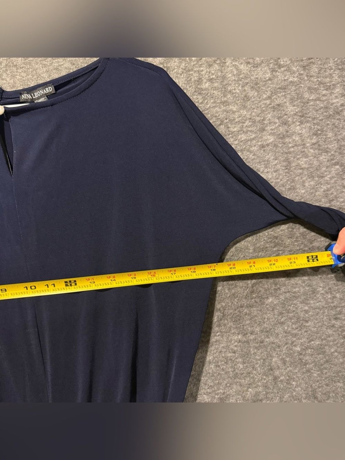 Nina Leonard Ankle Jumpsuit Womens Small Navy Blue Lightweight Stretch Belt NWT