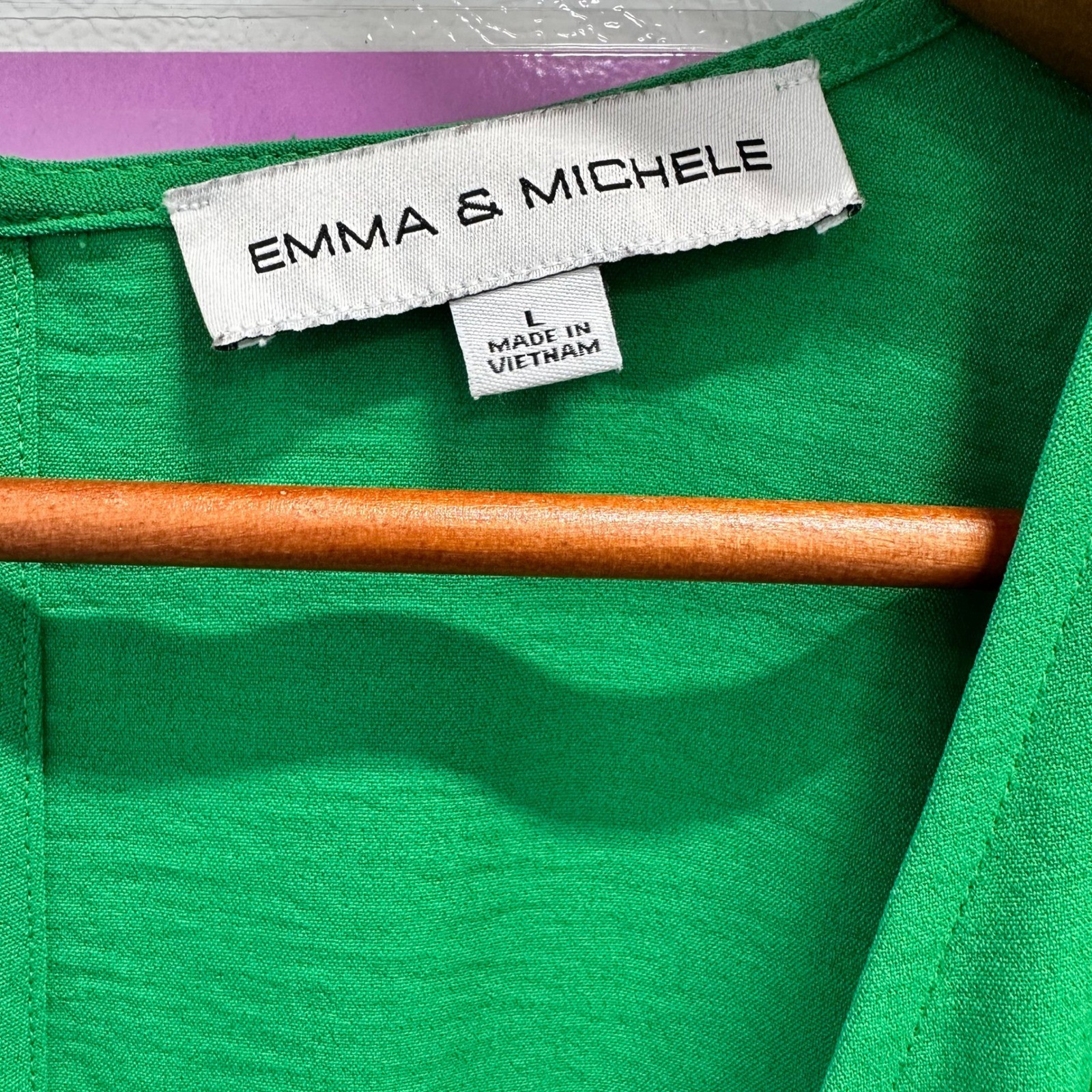 Emma & Michele Sz L Faux Wrap Romper Women’s Green Ruffle V-Neck Flirty Summer