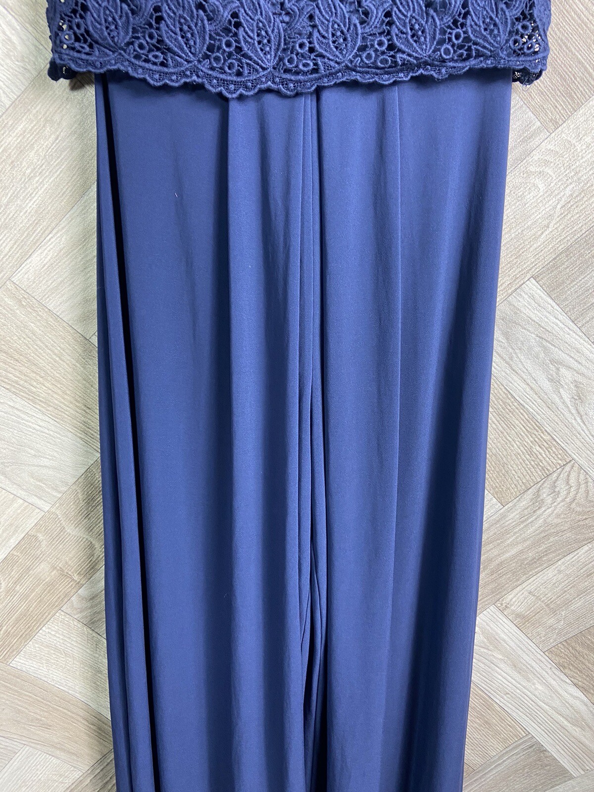 Ladies Phase Eight Navy Fitted Smart Jumpsuit Lace Detail Size 8 Formal