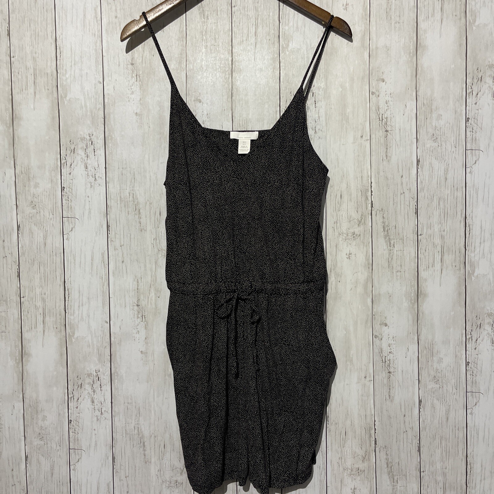 H M Basics Black White Polka Dot Spaghetti Strap Drawstring Waist Romper Size S