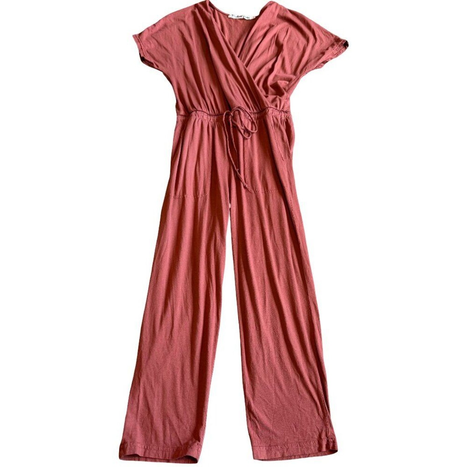 Michael Stars Jersey Knit Jumpsuit Cropped Length Short Sleeve Rust Size Small