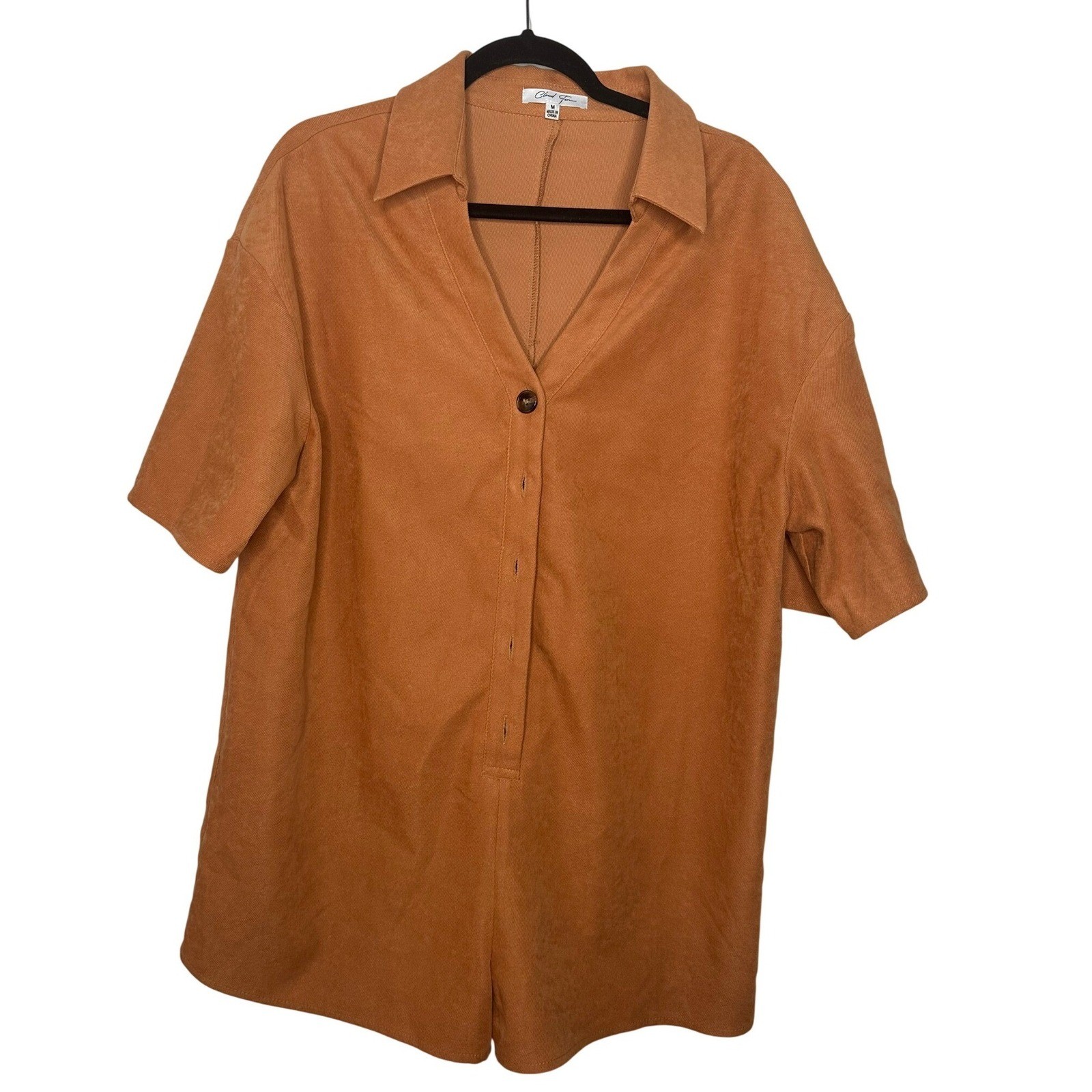 Cloud Ten Women Ginger Brown Faux Suede Short Sleeve Romper CR4406D Medium
