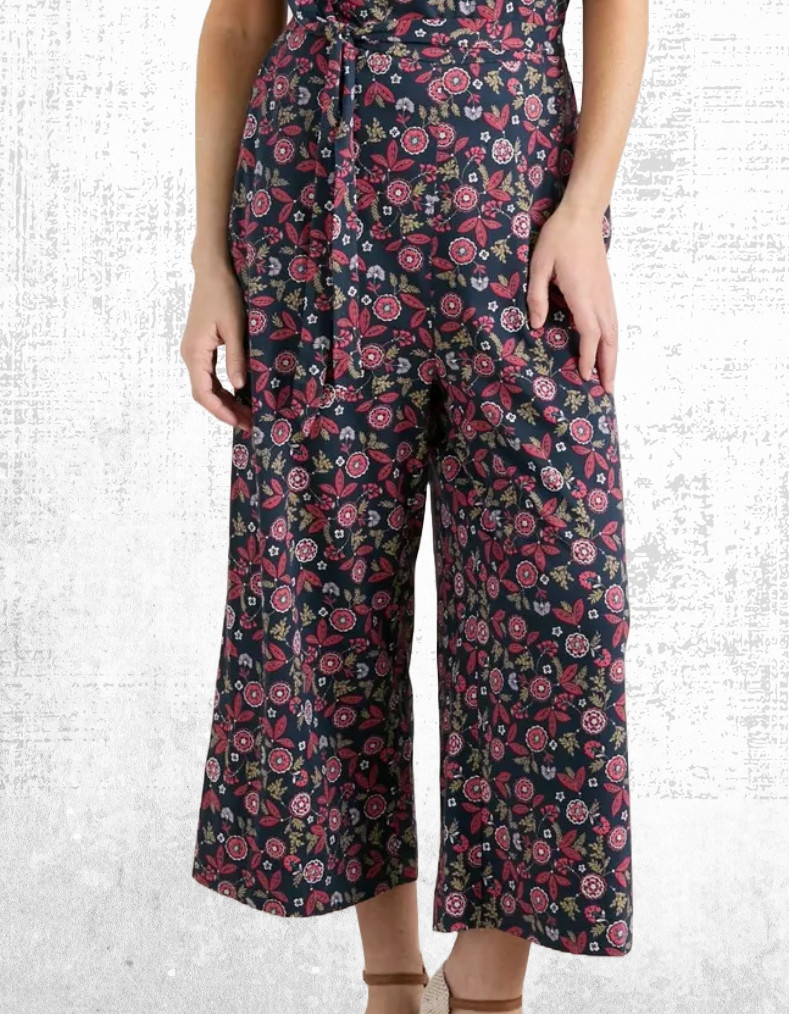 Womens Seasalt Wide Leg Jumpsuits in Floral Mosaic Coast Navy (A Bit Defect)