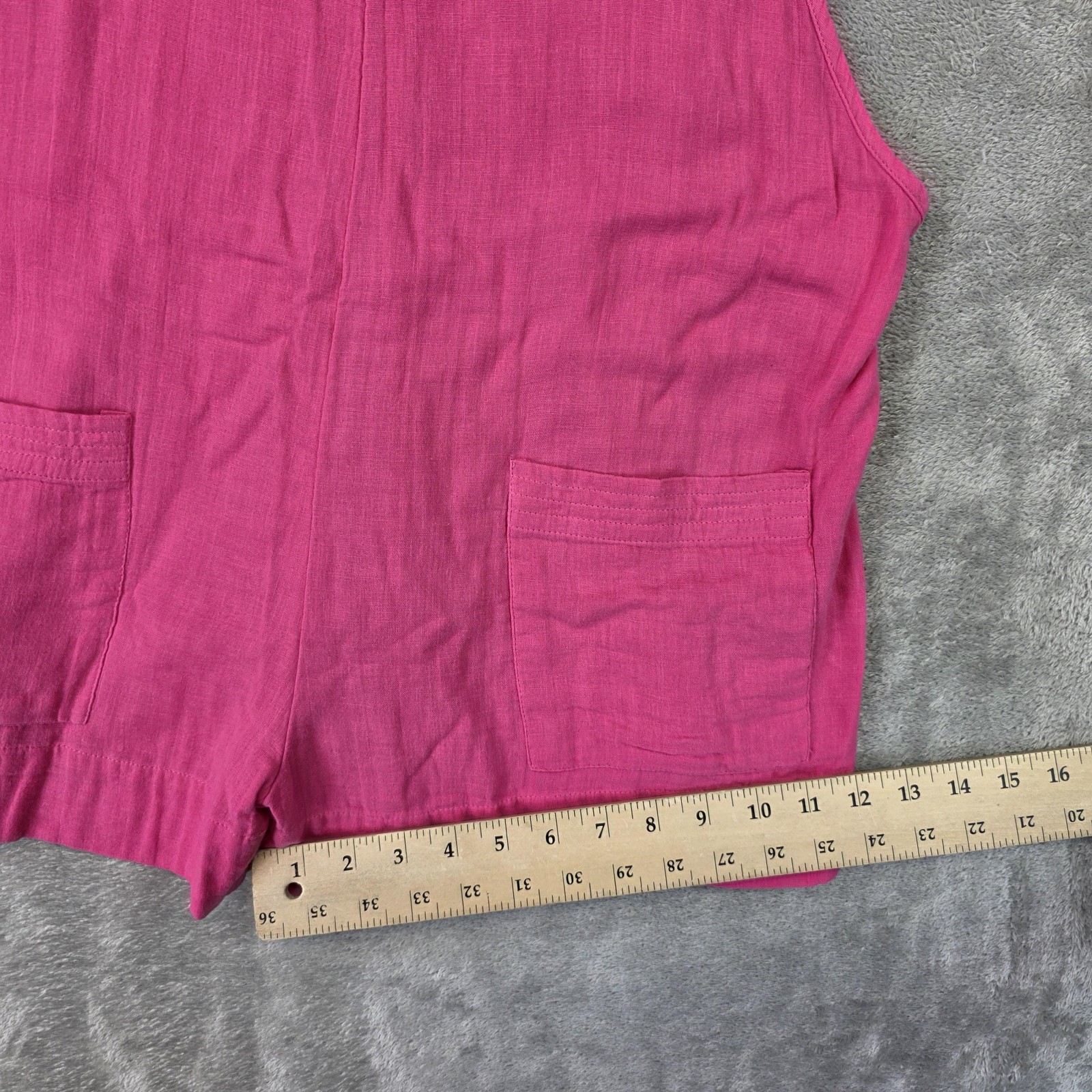 Elan Overall Romper Womens XL Pink Cotton Adjustable Straps Pockets Casual
