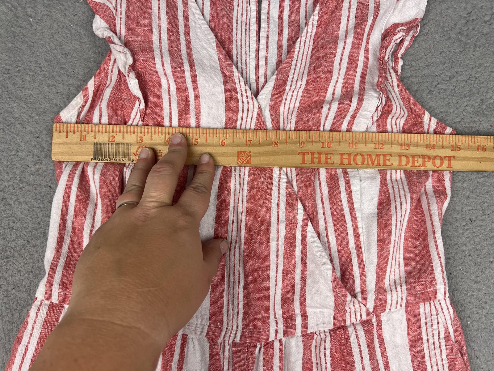 Old Navy Jumpsuit Womens Small Red White Stripe Linen Blend V Neck Wide Leg