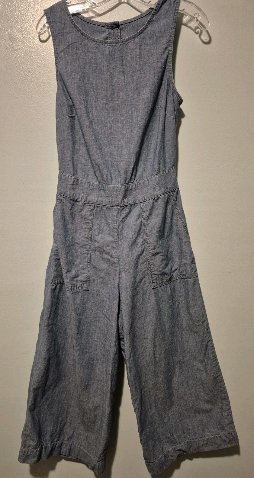 Lucky Brand Jumpsuit Womens Size 4/27 Denim Sleeveless Pockets Open Back