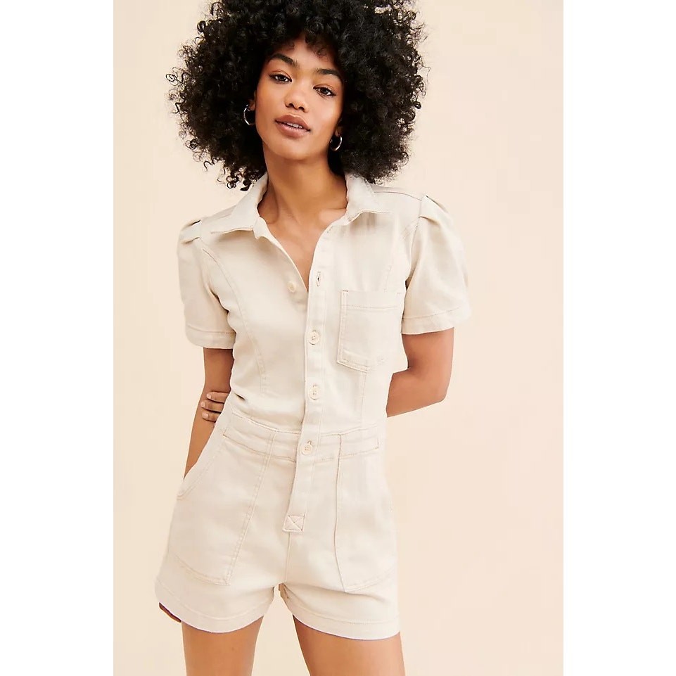 Anthropologie Pilcro The Kit Utility Shorts Romper sz 6