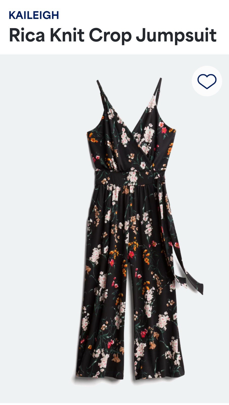 Kaileigh Black Floral Cropped Jumpsuit , Size M. Worn Once.